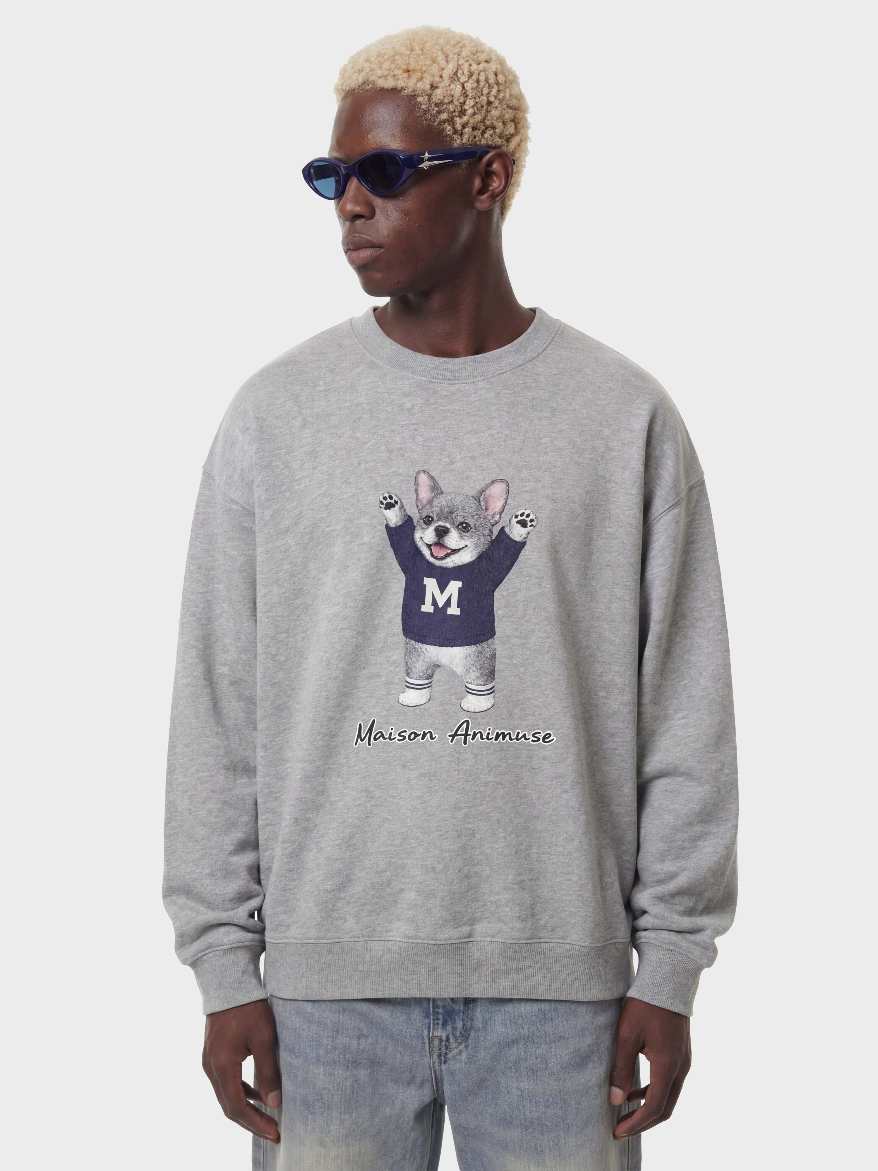 Unisex Heavyweight Cotton Sweatshirt- French Bulldog - Blue