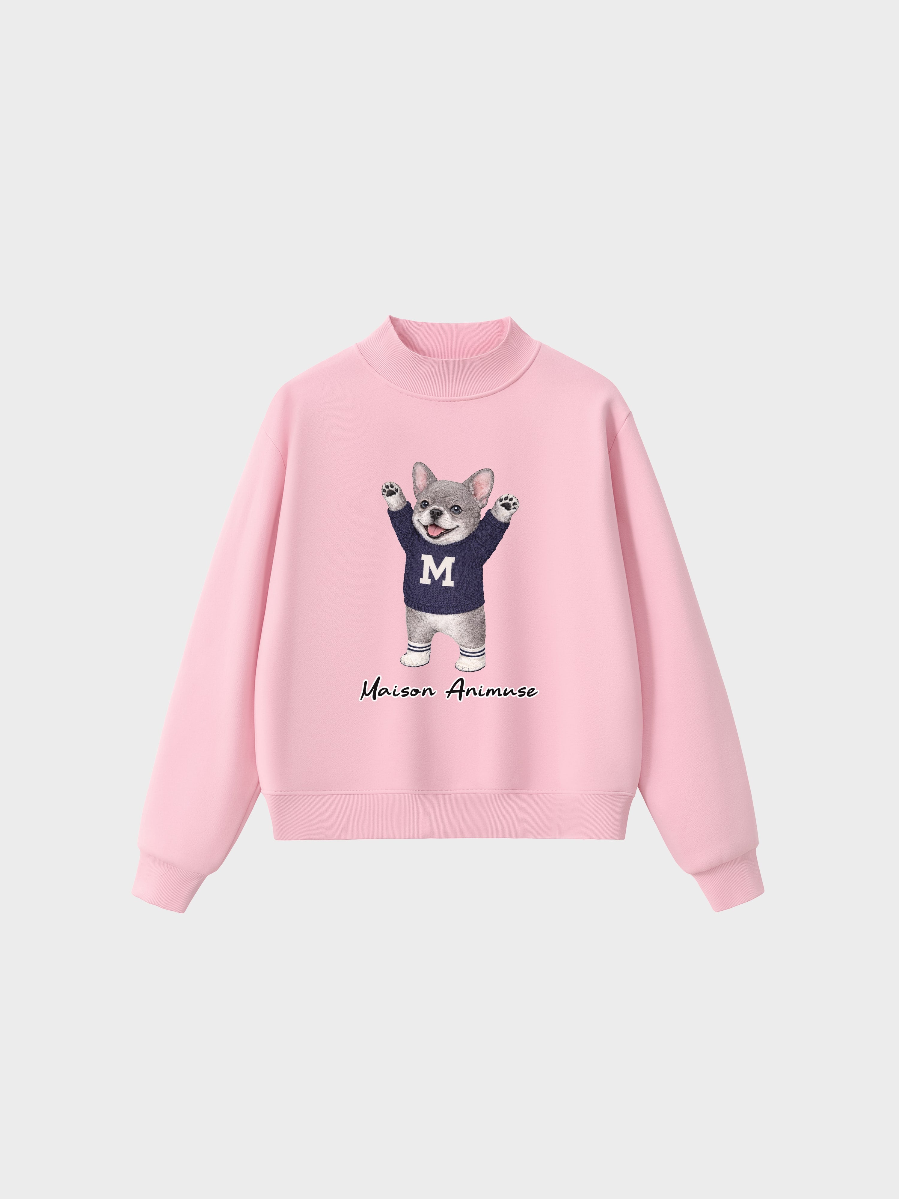 Fleece Mid-Neck Sweatshirt - Blue French Bulldog