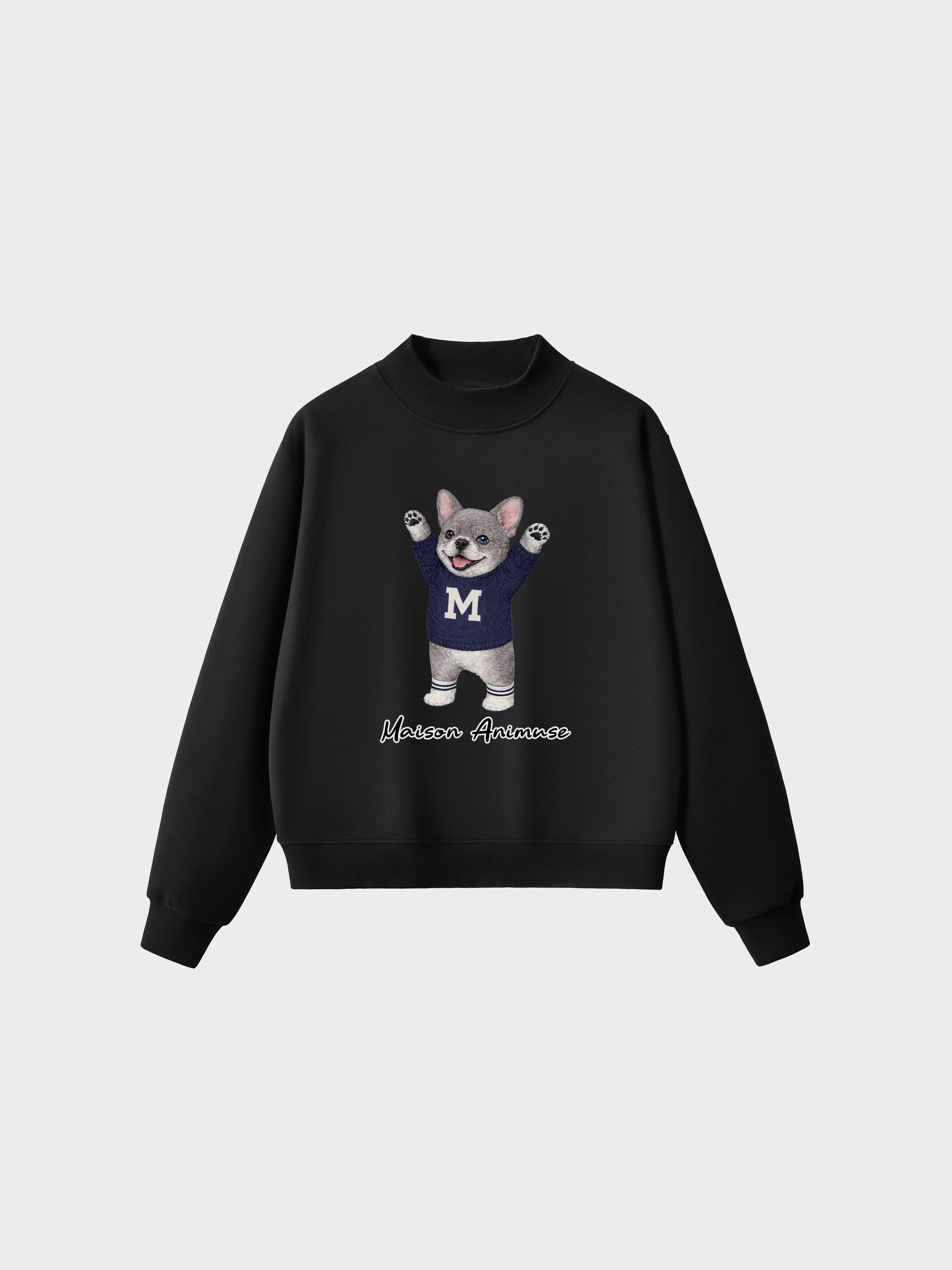 Fleece Mid-Neck Sweatshirt - Blue French Bulldog