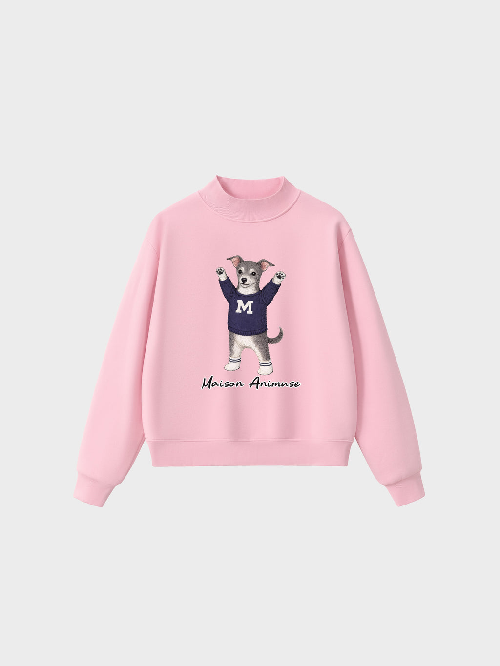 Fleece Mid-Neck Sweatshirt - Blue and White Italian Greyhound