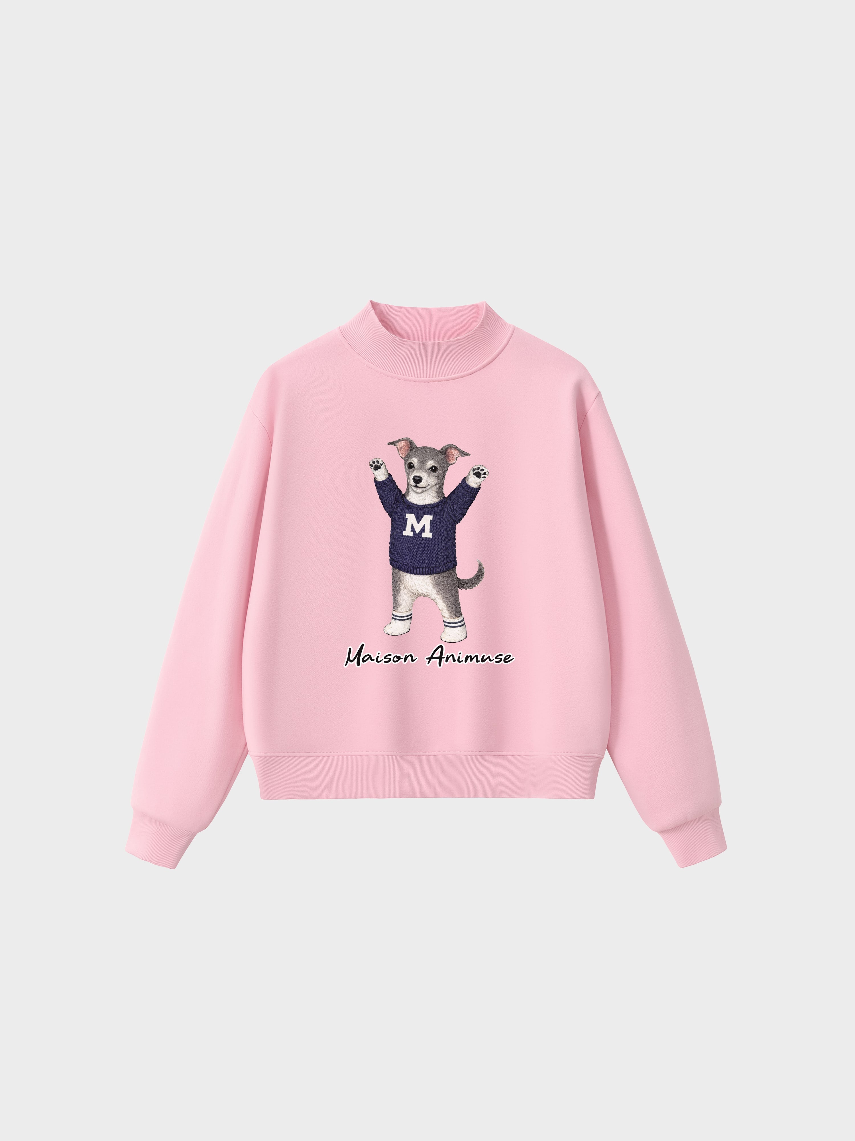 Fleece Mid-Neck Sweatshirt - Blue and White Italian Greyhound
