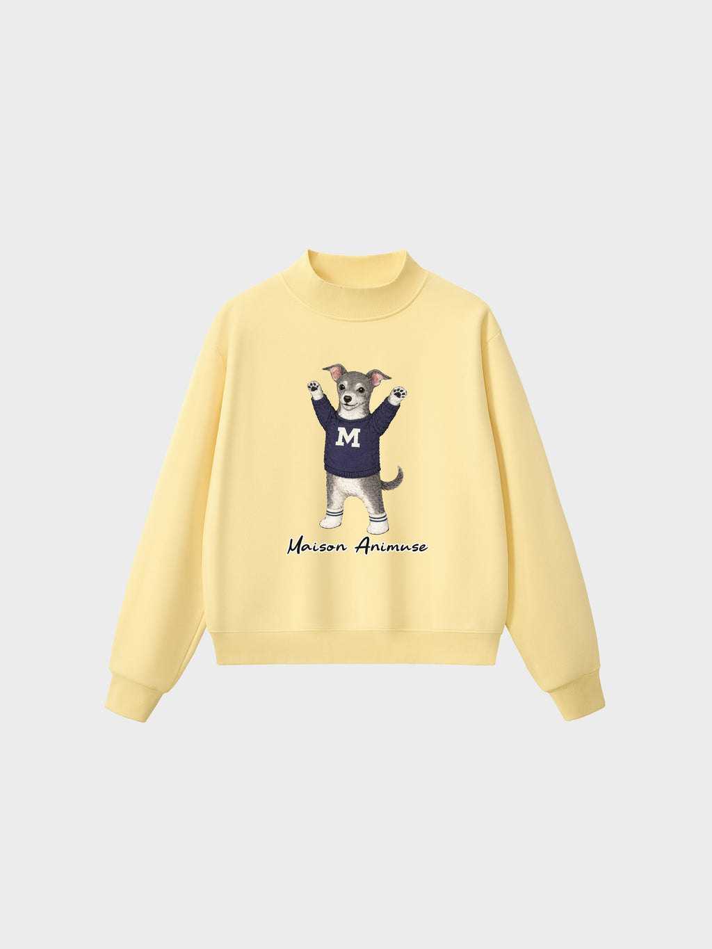 Fleece Mid-Neck Sweatshirt - Blue and White Italian Greyhound