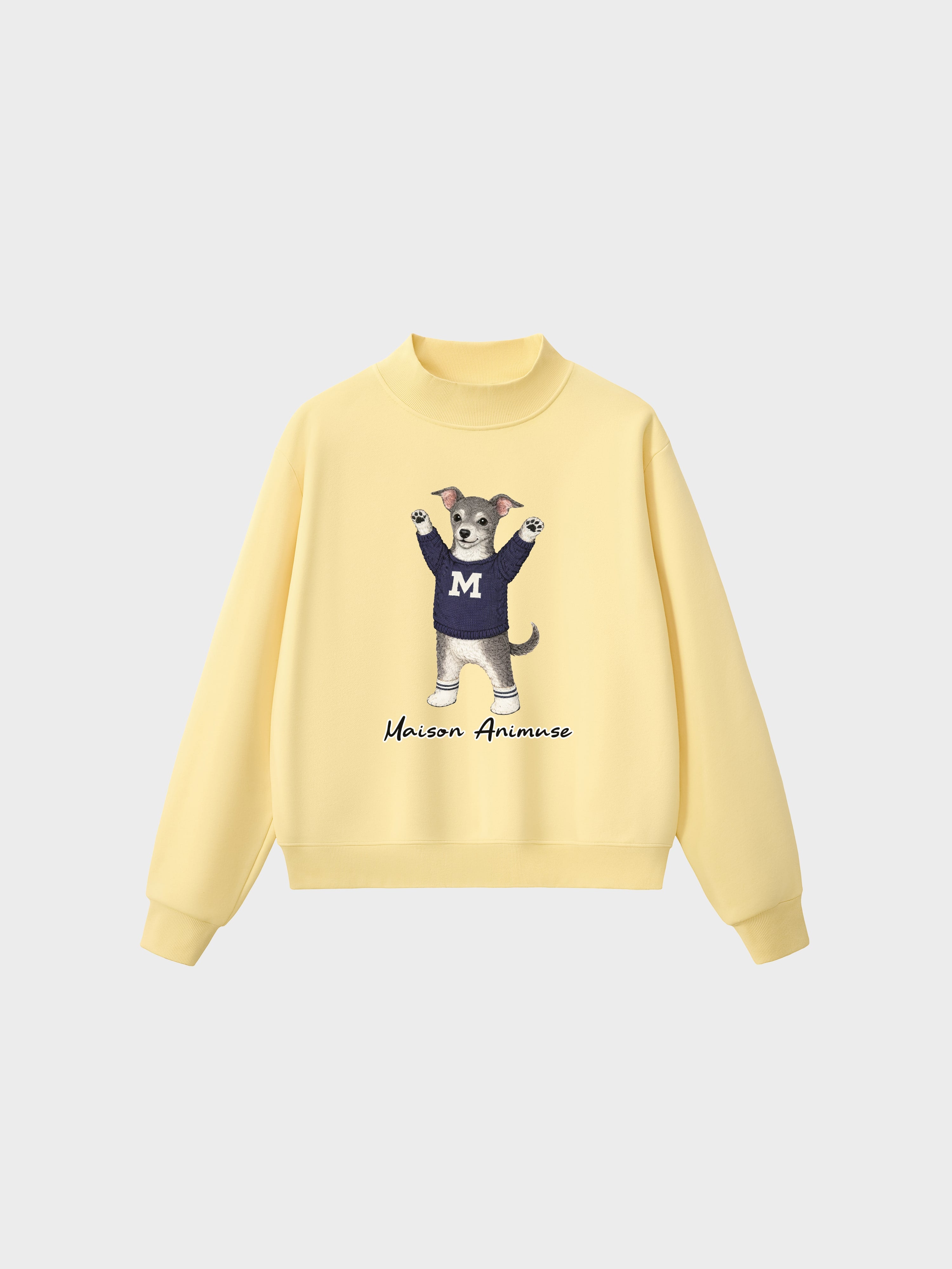 Fleece Mid-Neck Sweatshirt - Blue and White Italian Greyhound