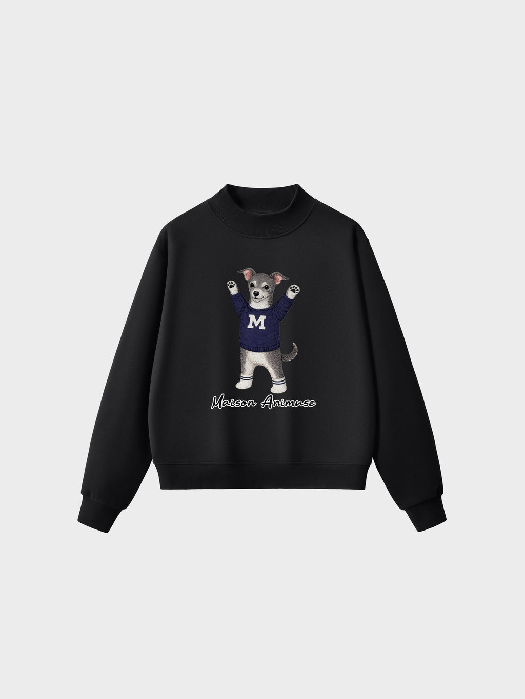 Fleece Mid-Neck Sweatshirt - Blue and White Italian Greyhound