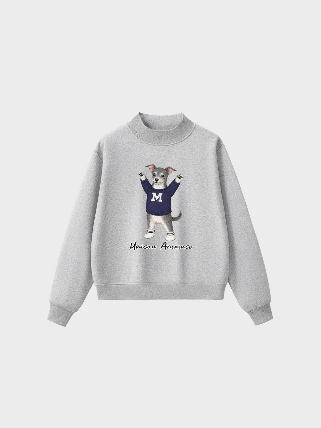 Fleece Mid-Neck Sweatshirt - Blue and White Italian Greyhound