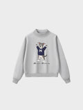 Fleece Mid-Neck Sweatshirt - Blue and White Italian Greyhound