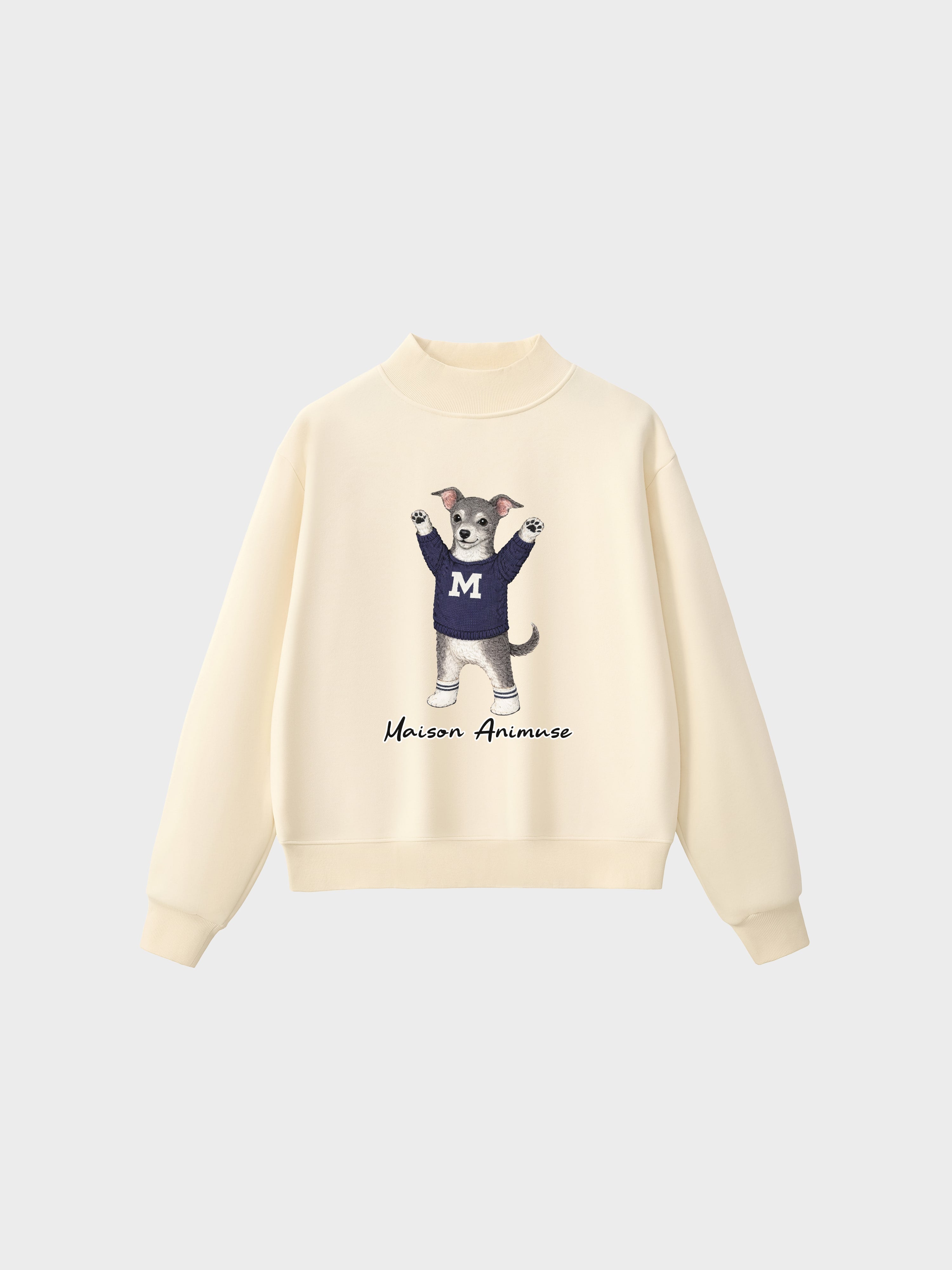 Fleece Mid-Neck Sweatshirt - Blue and White Italian Greyhound
