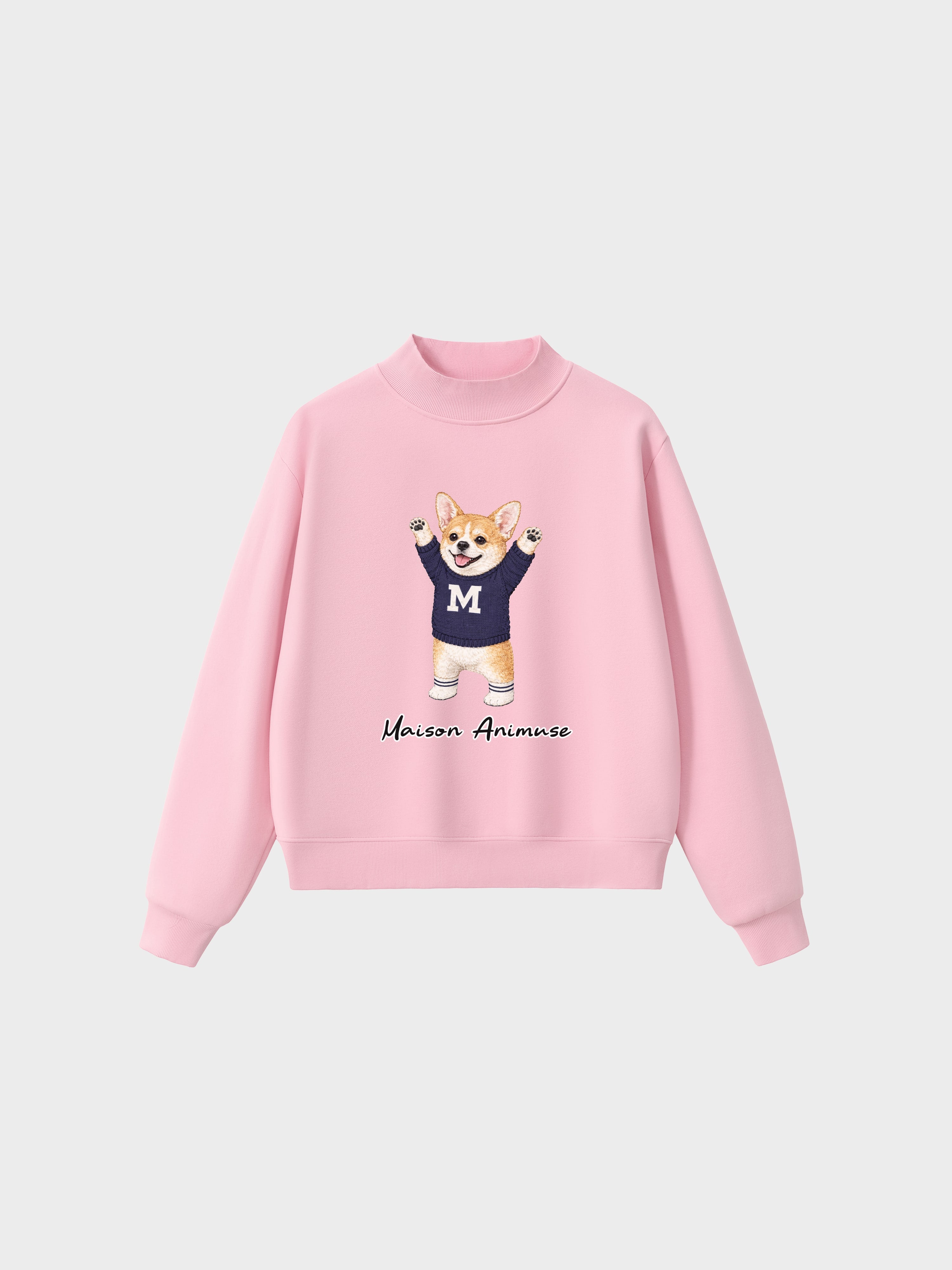 Fleece Mid-Neck Sweatshirt - Welsh Corgi