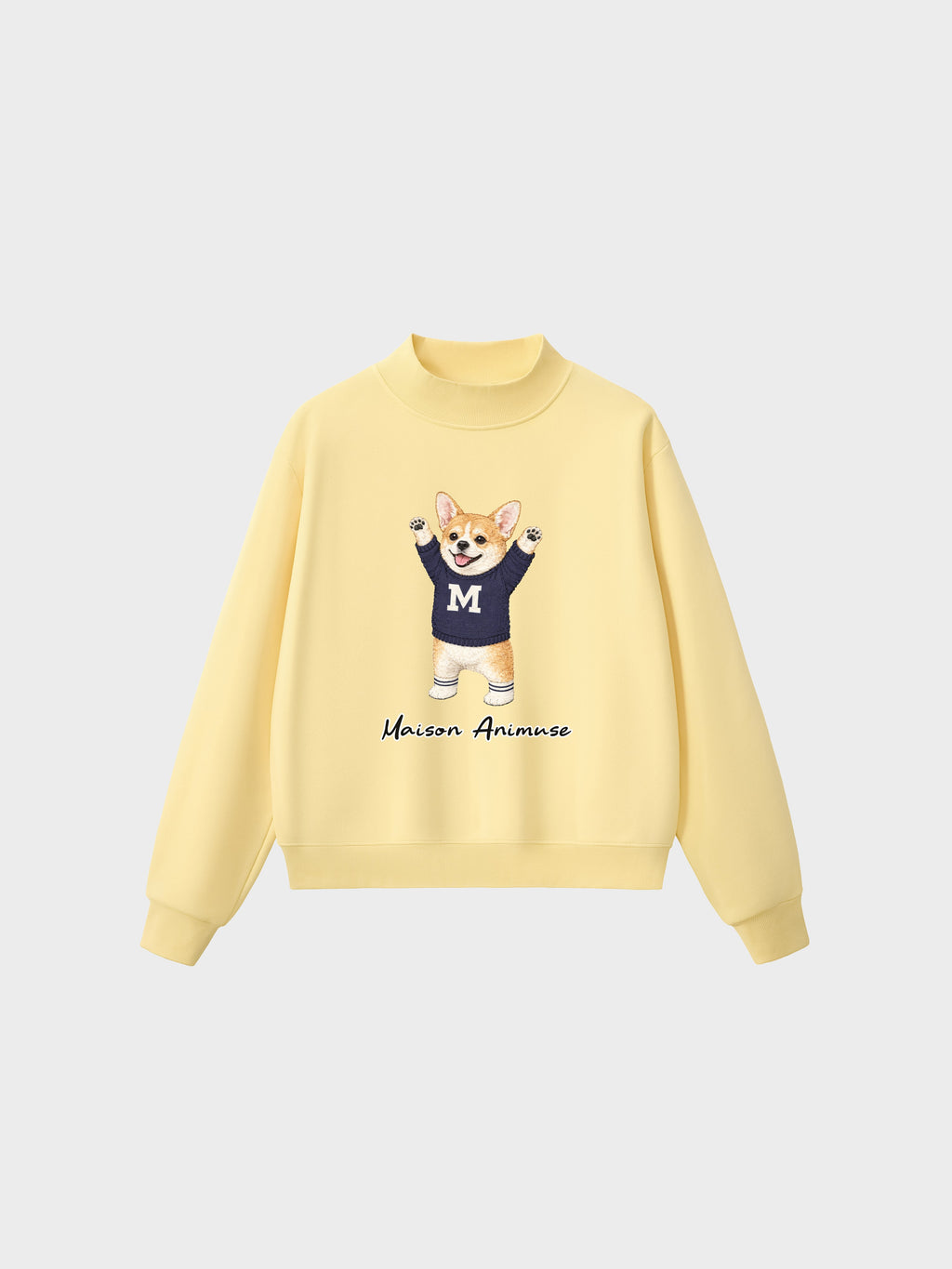 Fleece Mid-Neck Sweatshirt - Welsh Corgi