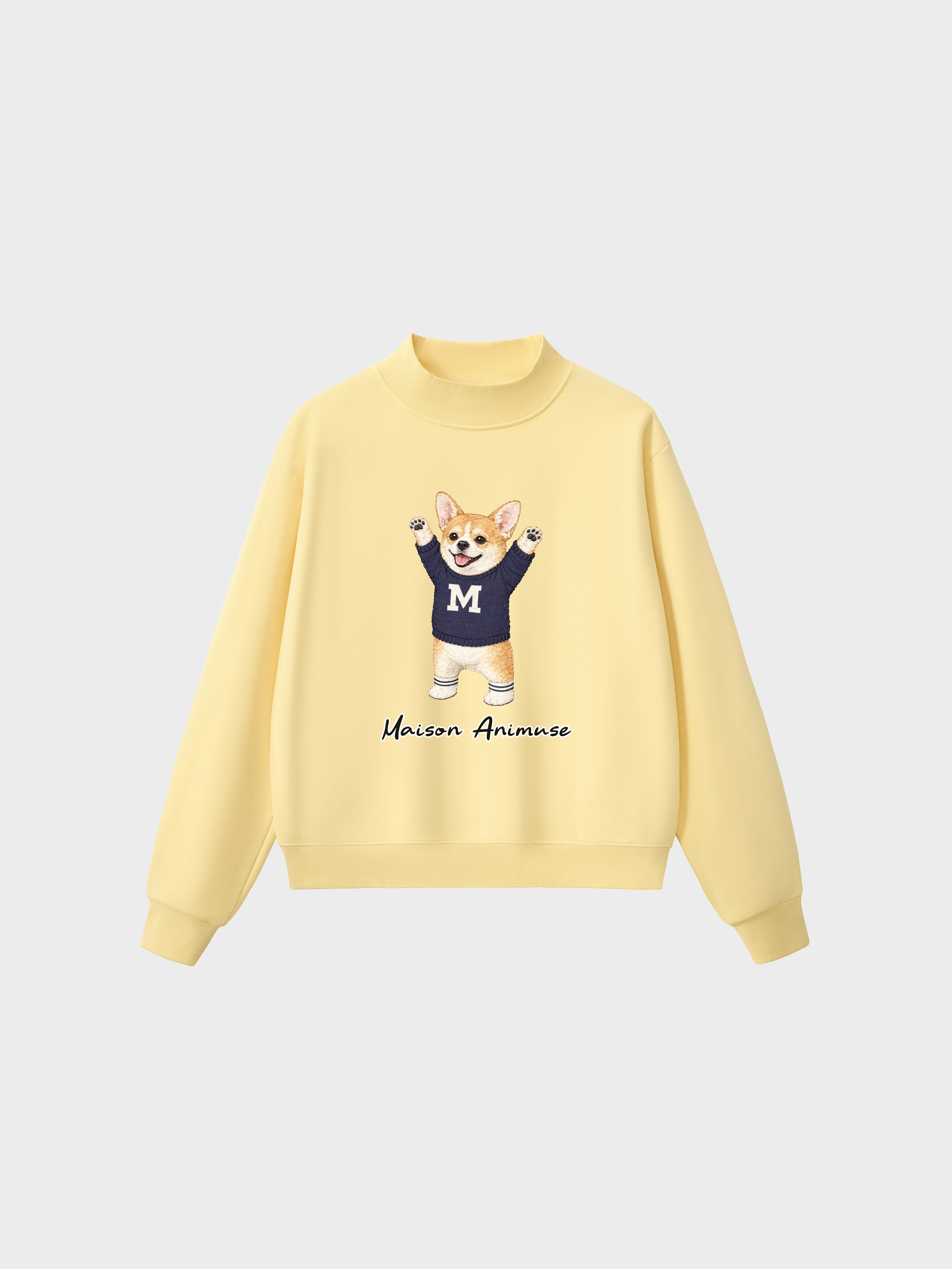 Fleece Mid-Neck Sweatshirt - Welsh Corgi