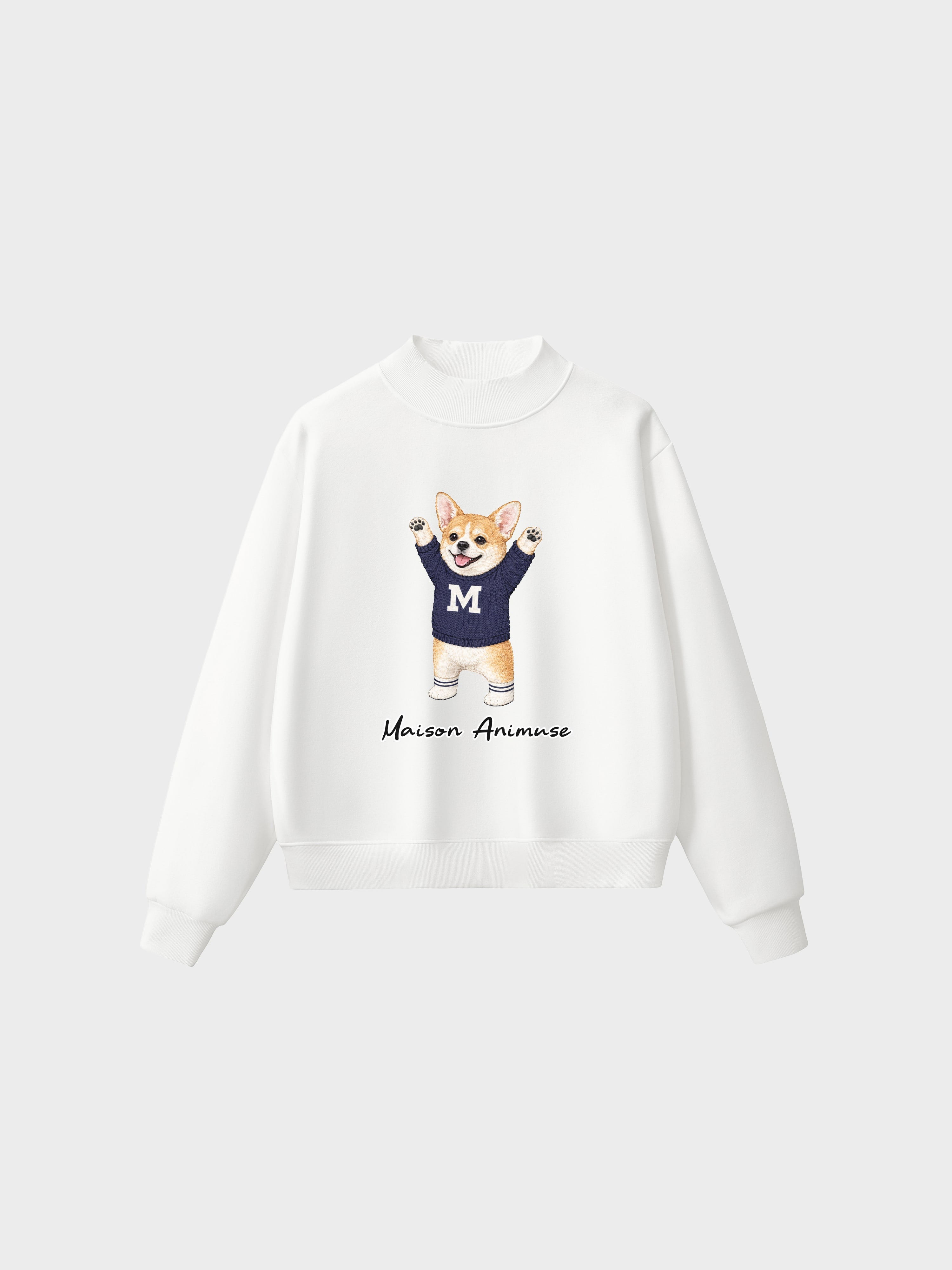 Fleece Mid-Neck Sweatshirt - Welsh Corgi