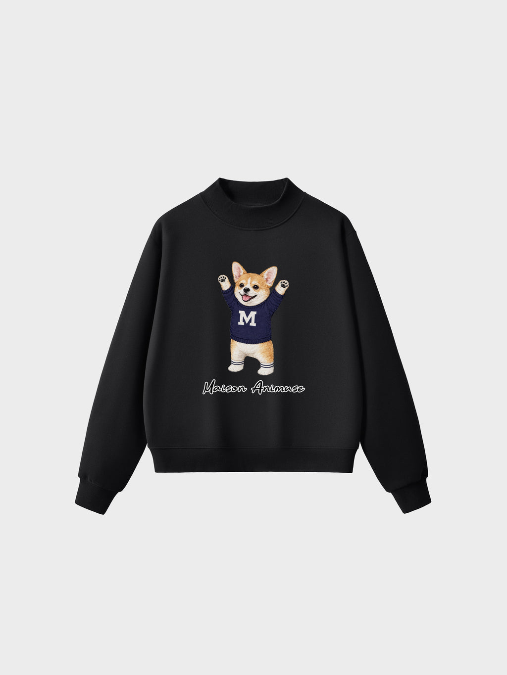 Fleece Mid-Neck Sweatshirt - Welsh Corgi