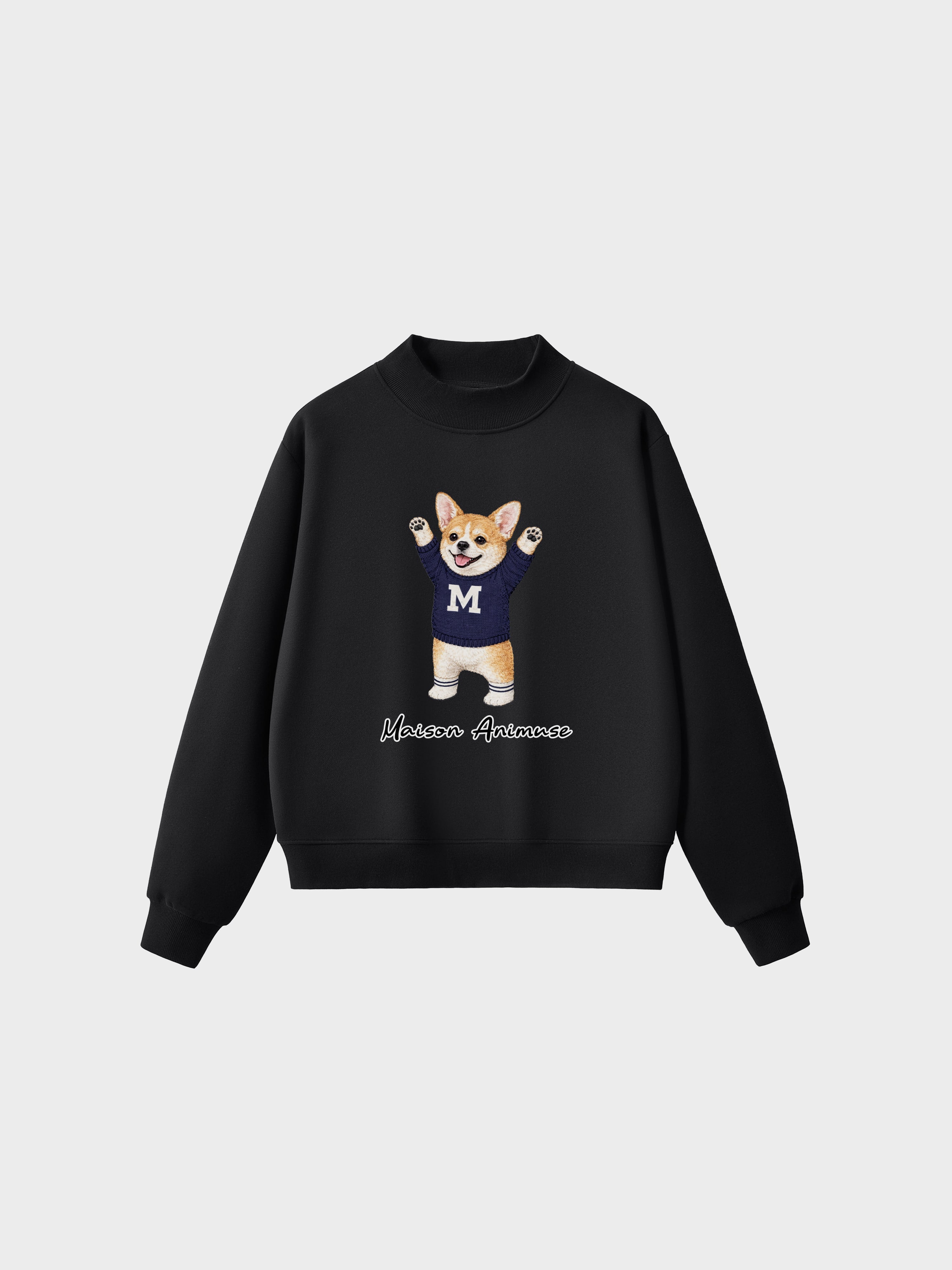 Fleece Mid-Neck Sweatshirt - Welsh Corgi