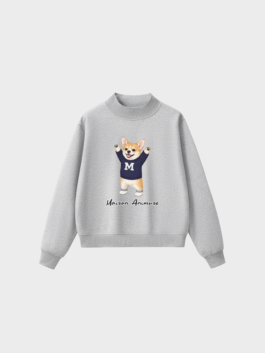 Fleece Mid-Neck Sweatshirt - Welsh Corgi