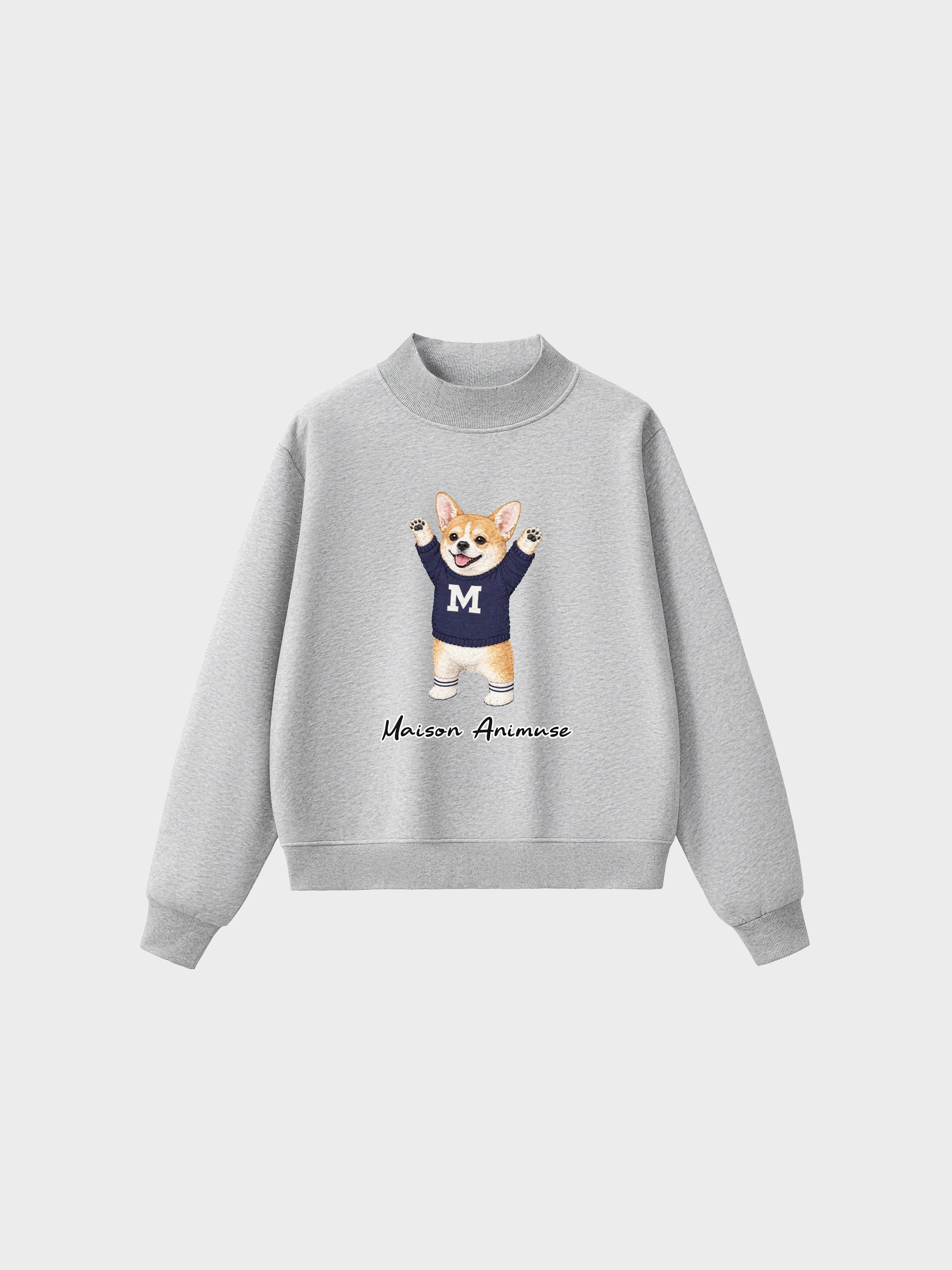 Fleece Mid-Neck Sweatshirt - Welsh Corgi