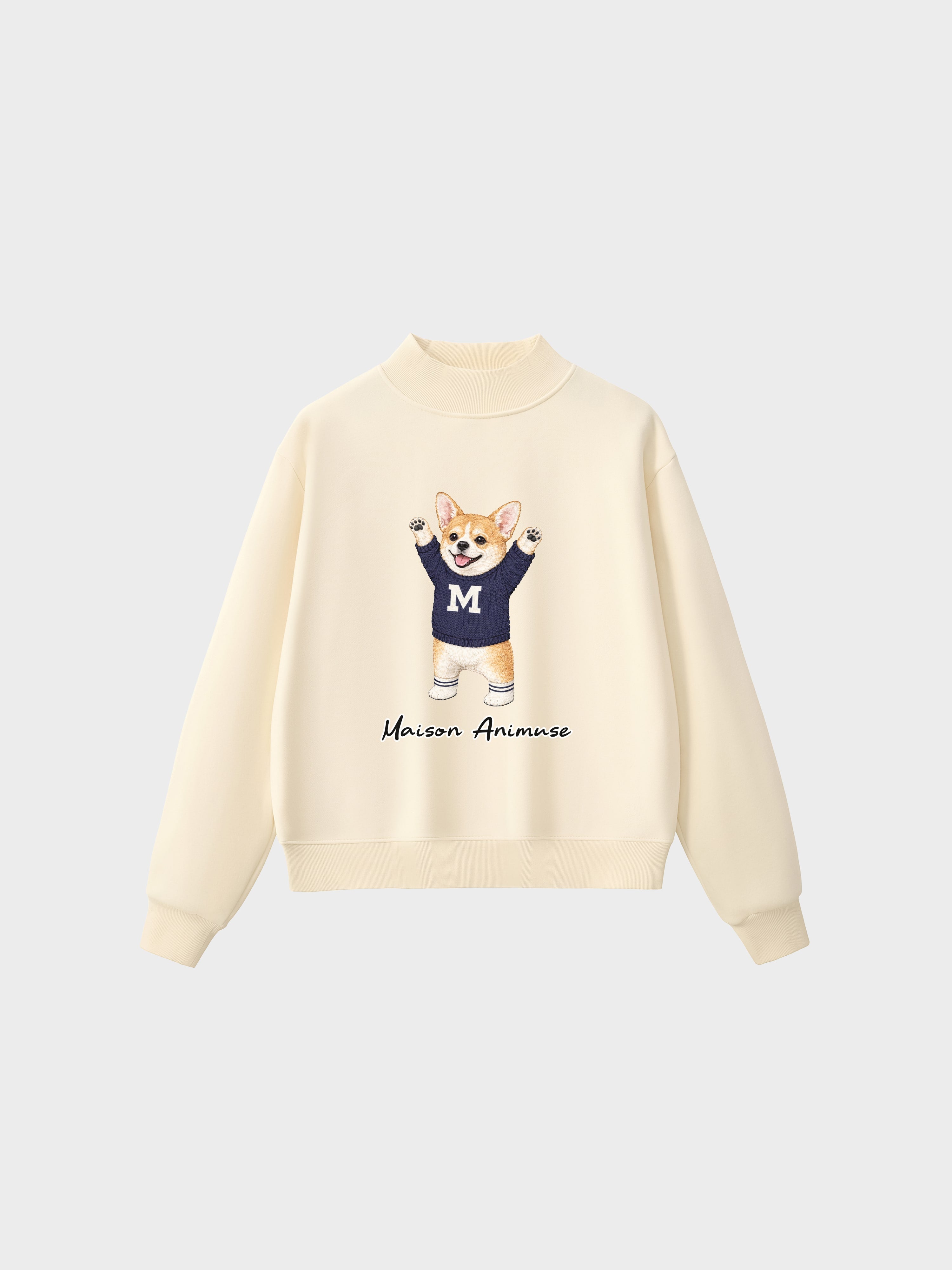 Fleece Mid-Neck Sweatshirt - Welsh Corgi