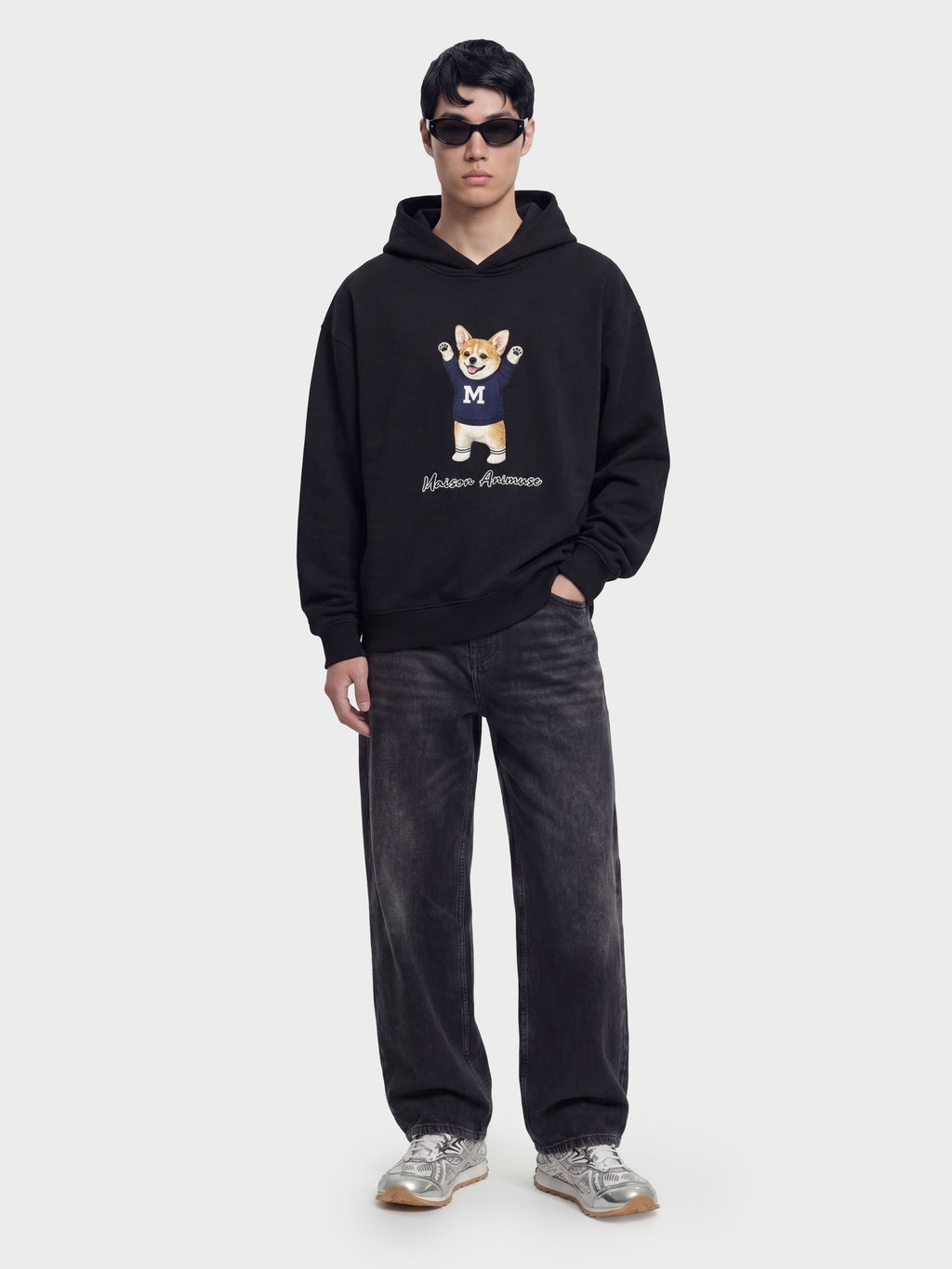 Unisex Fleeced Boxy Fit Hoodie - Corgi