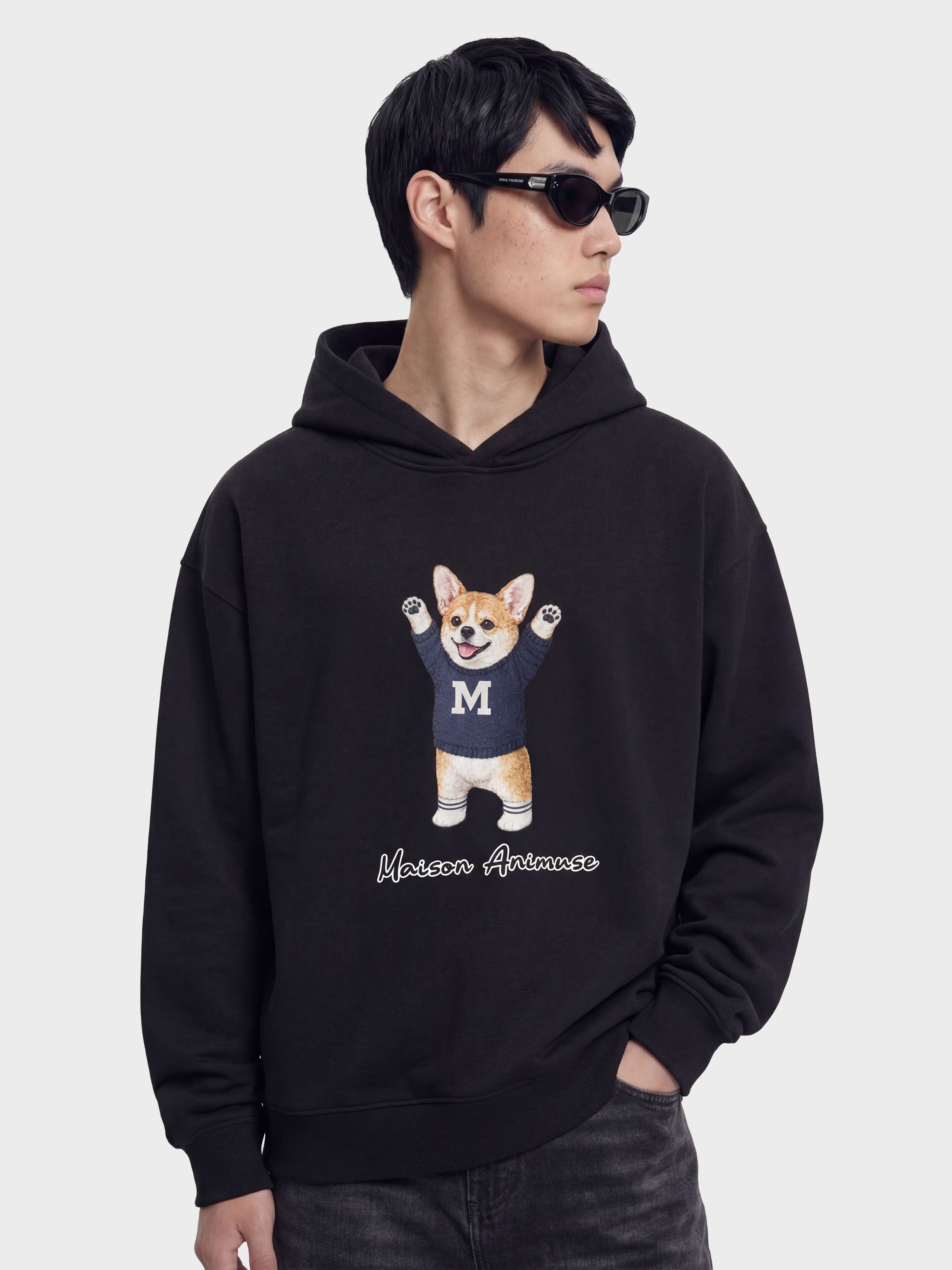 Unisex Fleeced Boxy Fit Hoodie - Corgi