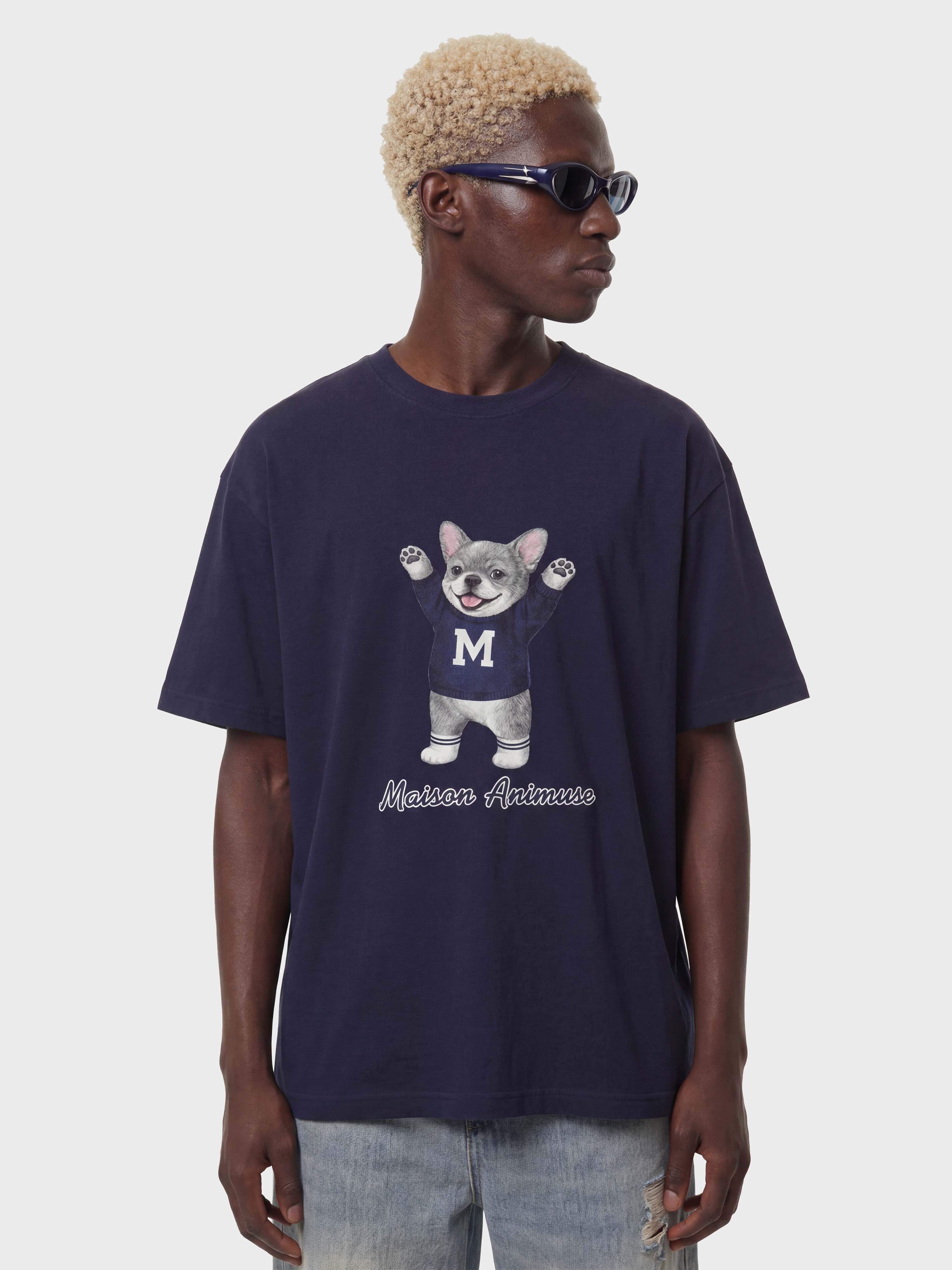 Unisex Cotton T-Shirt - Blue French Bulldog Illustration