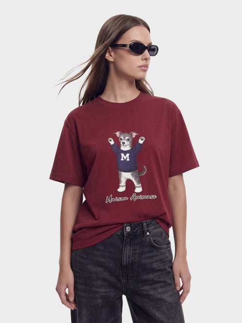 Unisex Cotton T-Shirt - Blue and White Italian Greyhound Illustration