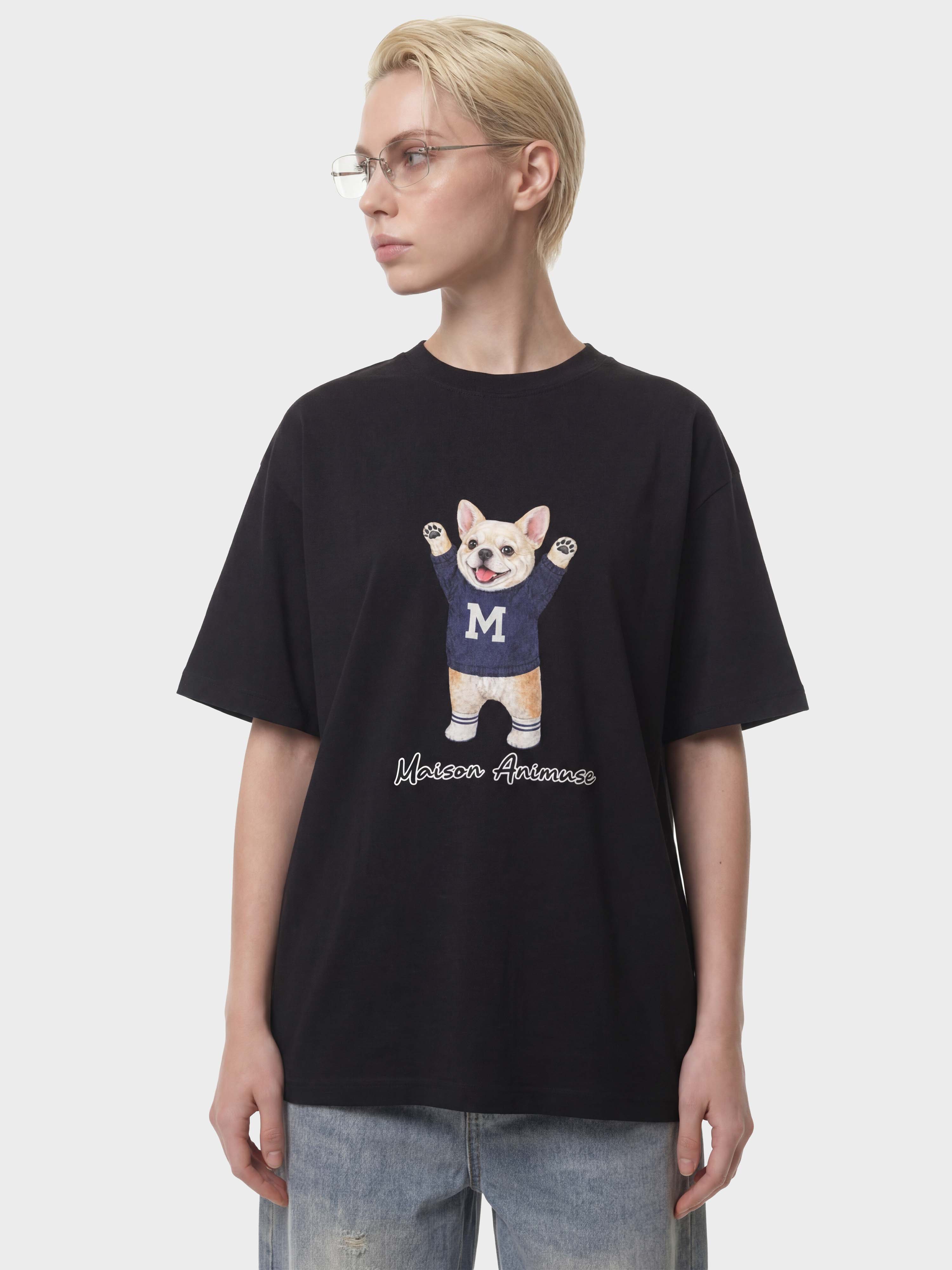 Unisex Cotton T-Shirt - Cream French Bulldog Illustration
