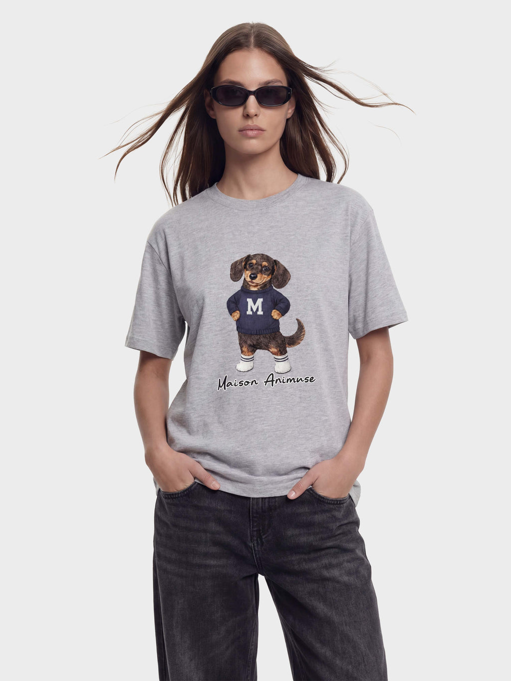 Unisex Cotton T-Shirt - Dachshund Illustration