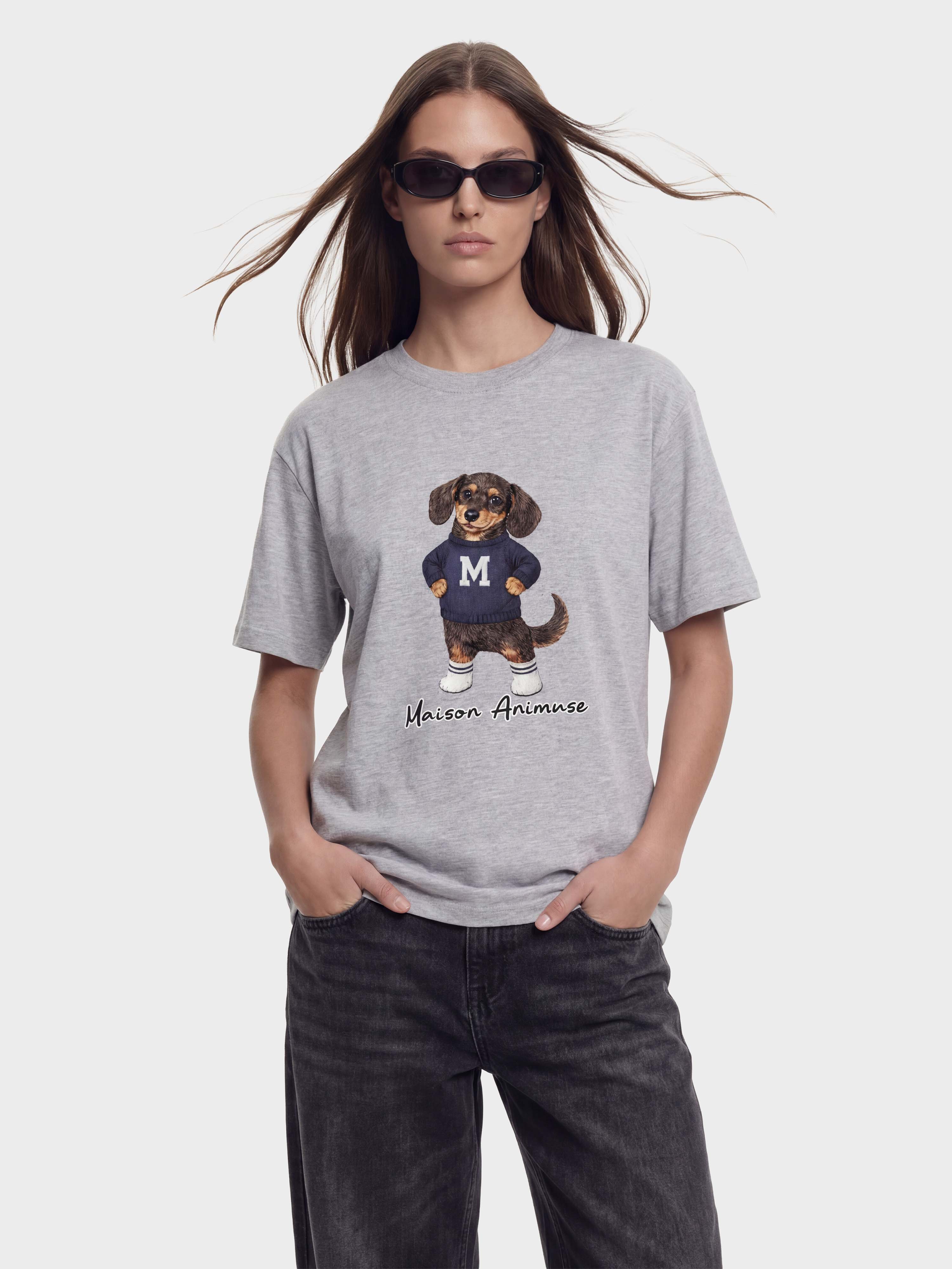 Unisex Cotton T-Shirt - Dachshund Illustration