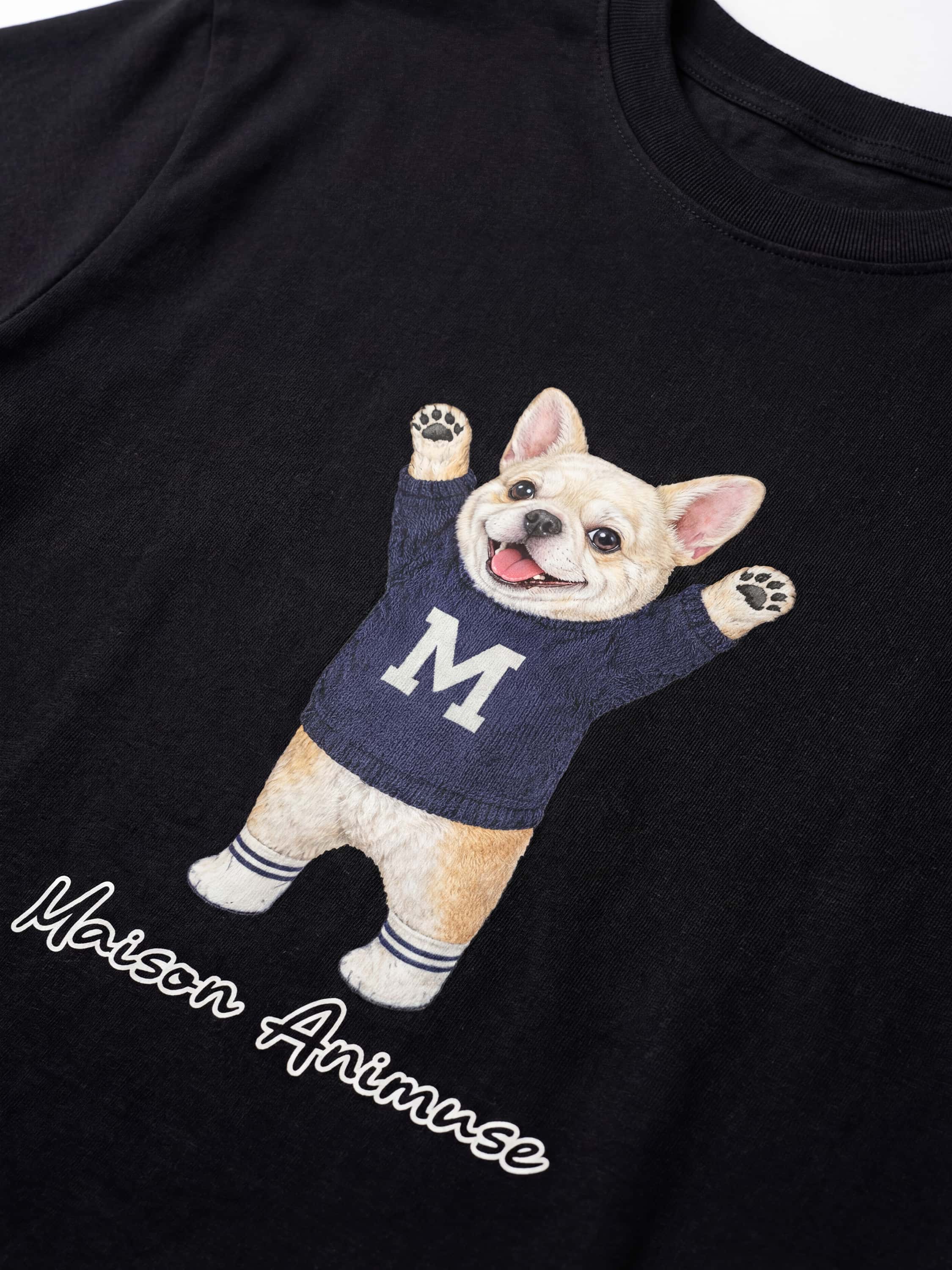 Unisex Cotton T-Shirt - Cream French Bulldog