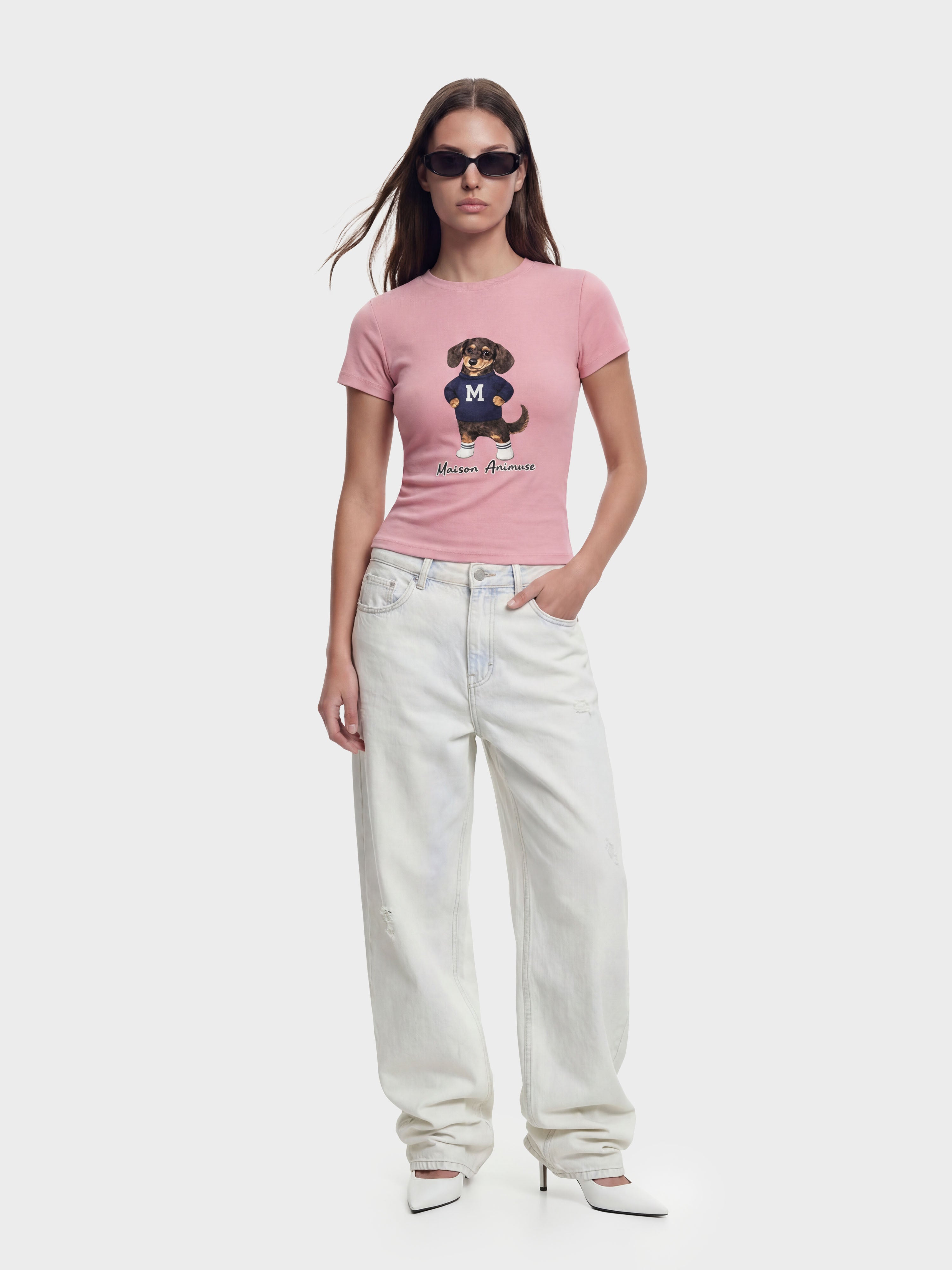 Womens Slim Fit Mid Neck T-Shirt - Dachshund