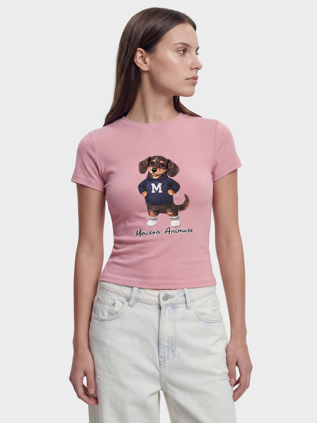 Womens Slim Fit Mid Neck T-Shirt - Dachshund