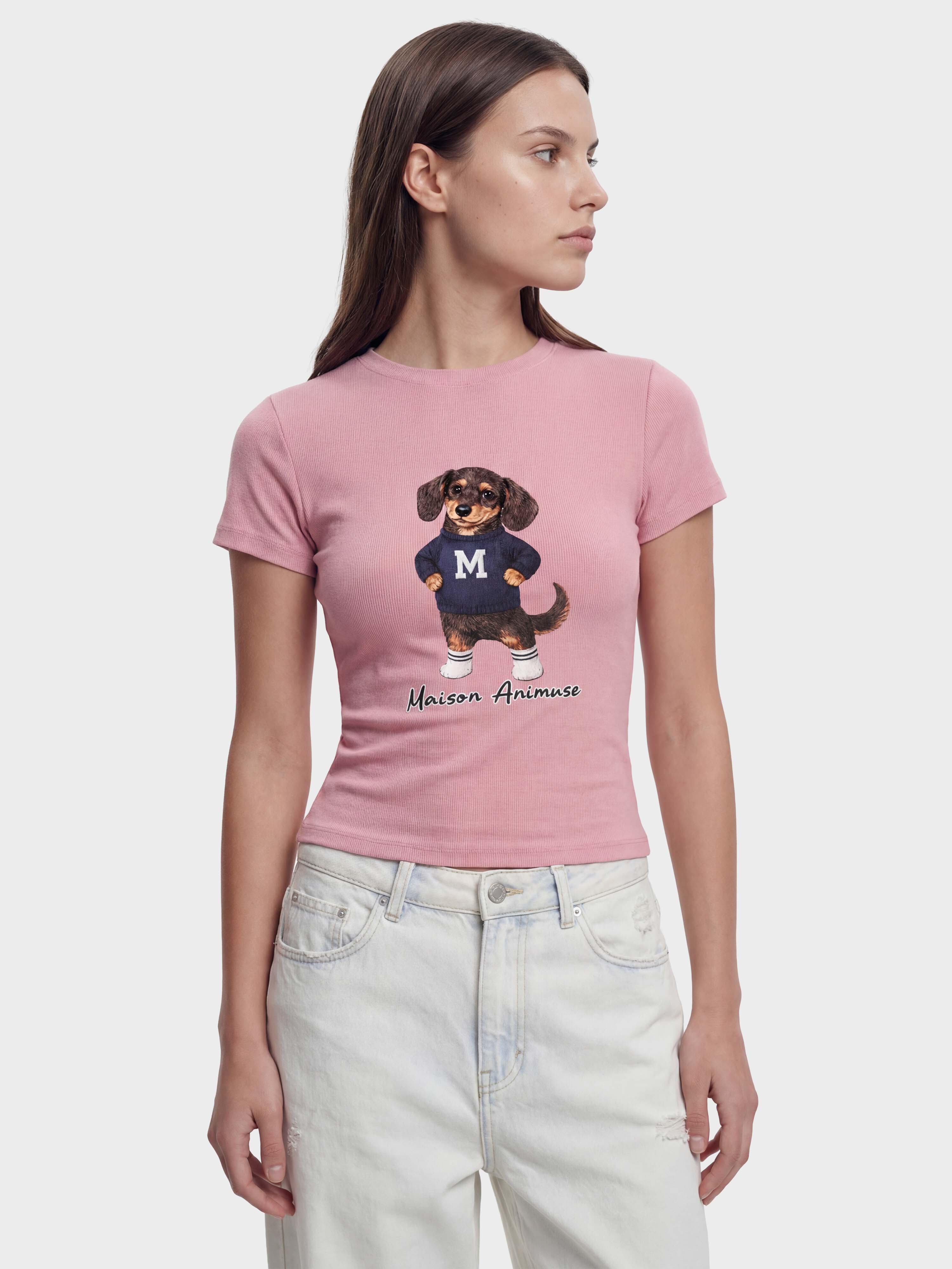 Womens Slim Fit Mid Neck T-Shirt - Dachshund