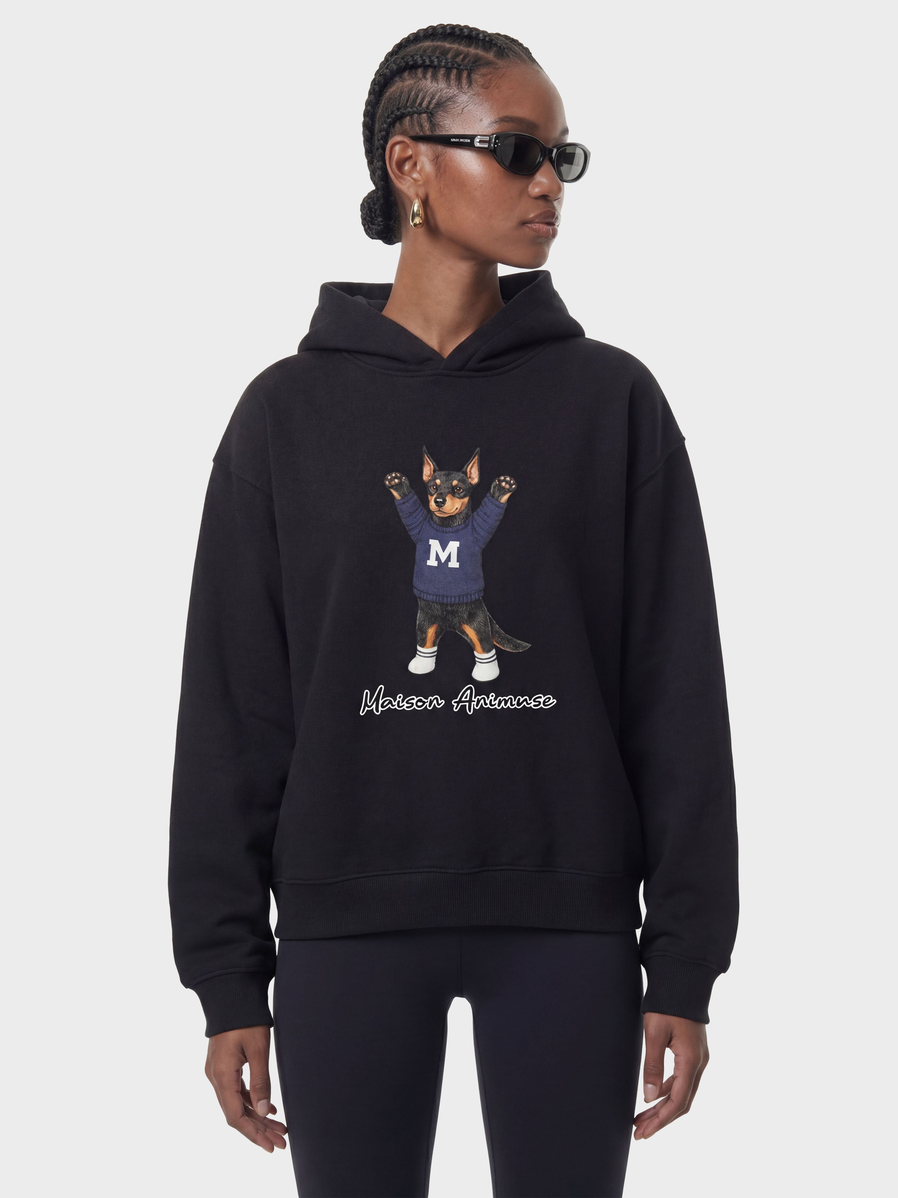Unisex Fleeced Boxy Fit Hoodie - Doberman Pinscher