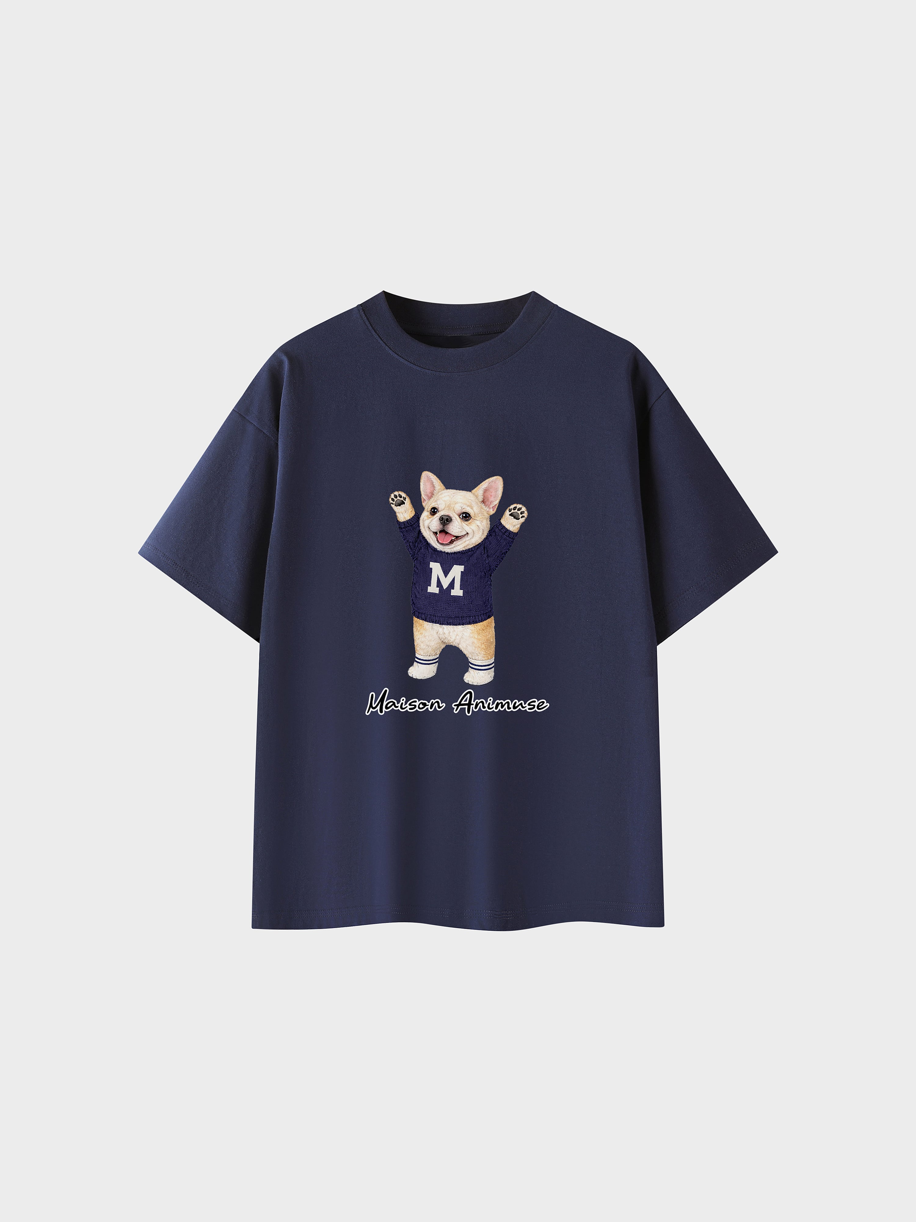 Unisex Cotton T-Shirt - Cream French Bulldog