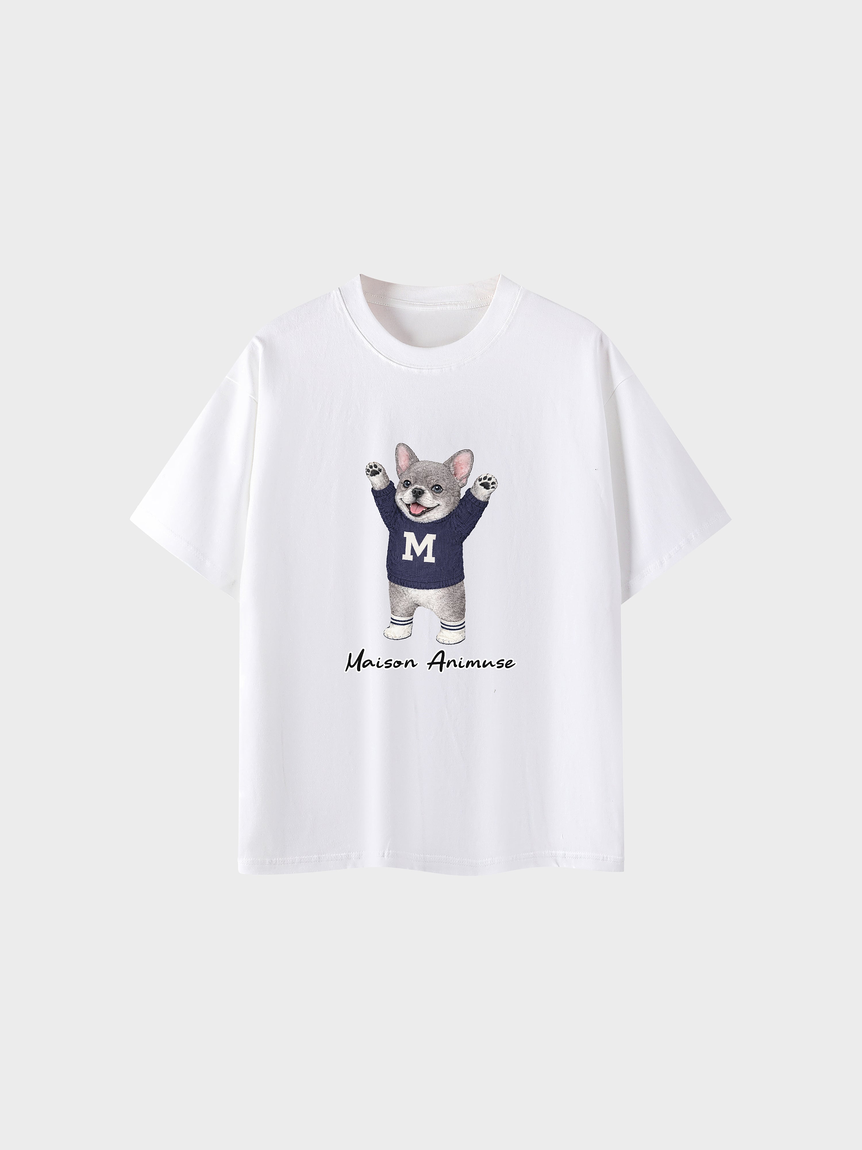 Unisex Cotton T-Shirt - Blue French Bulldog