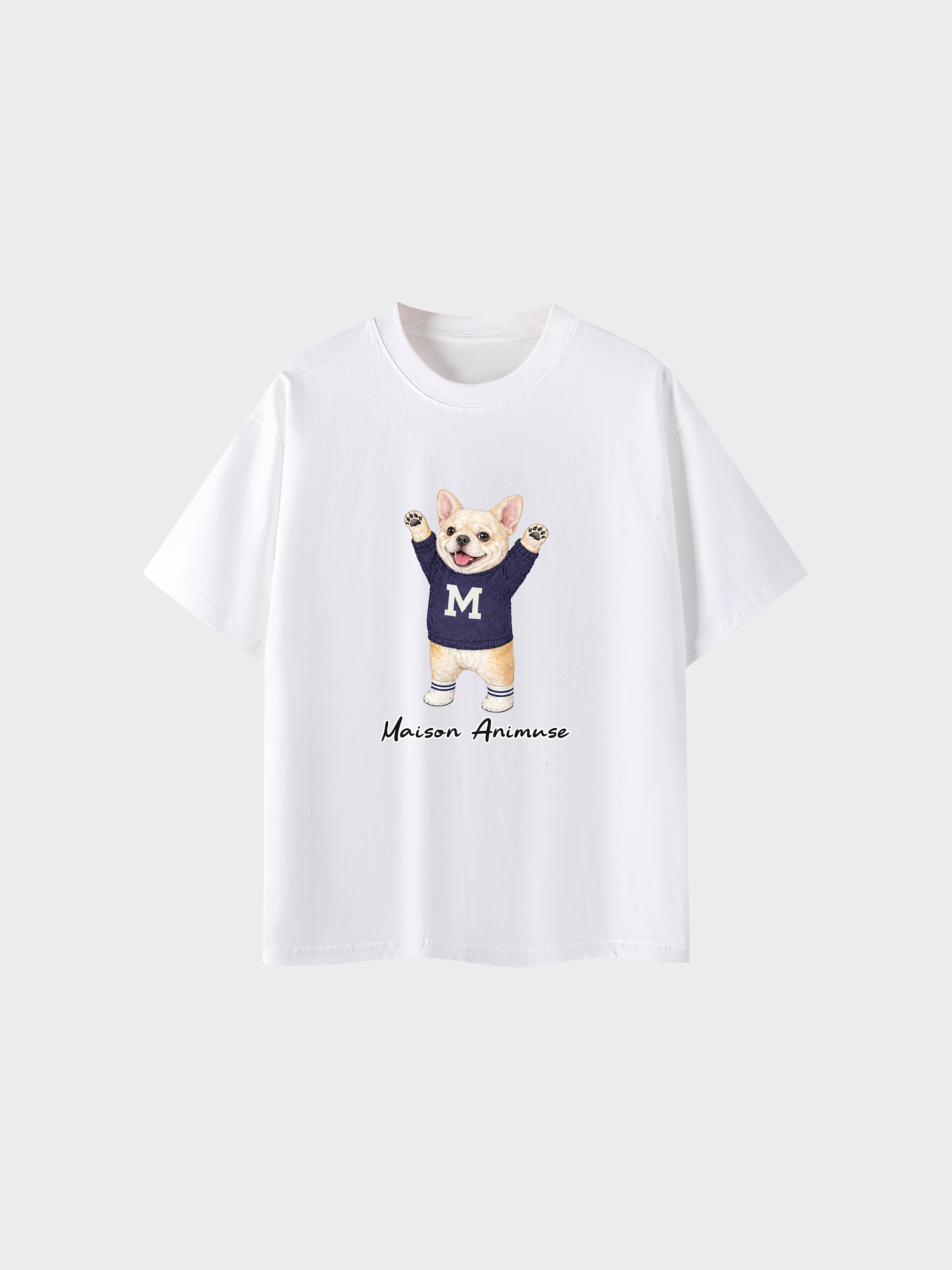 Unisex Cotton T-Shirt - Cream French Bulldog
