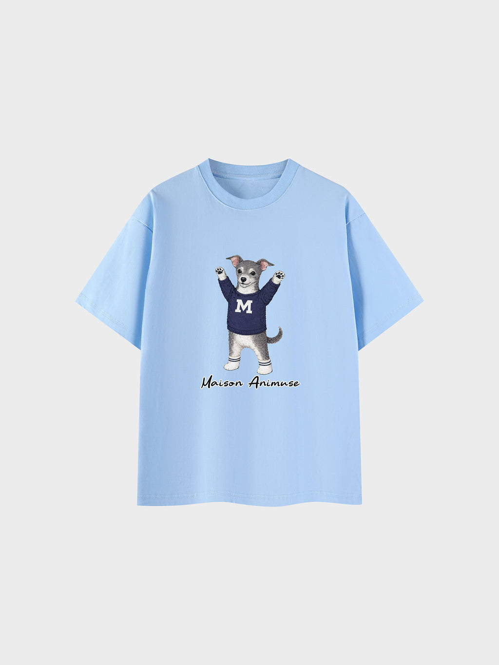 Unisex Cotton T-Shirt - Blue and White Italian Greyhound