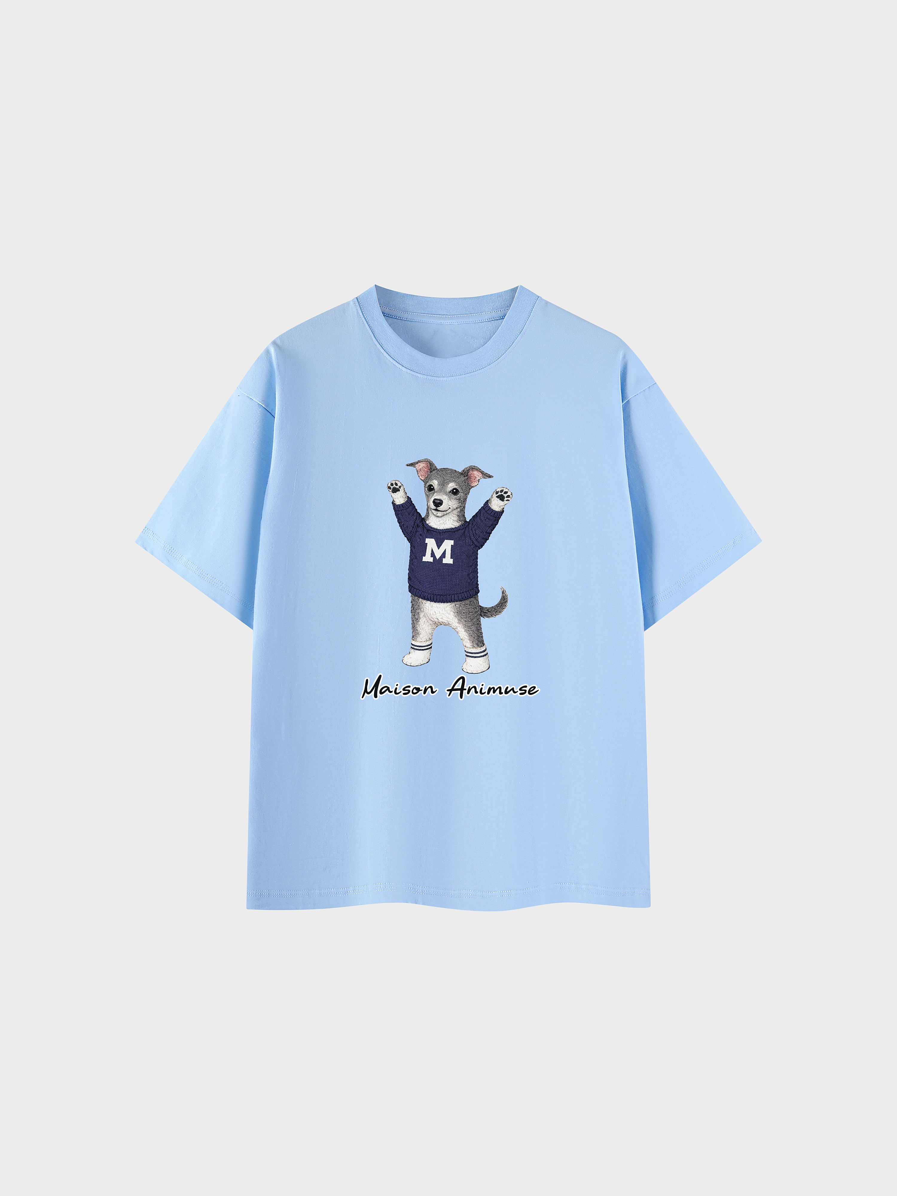 Unisex Cotton T-Shirt - Blue and White Italian Greyhound