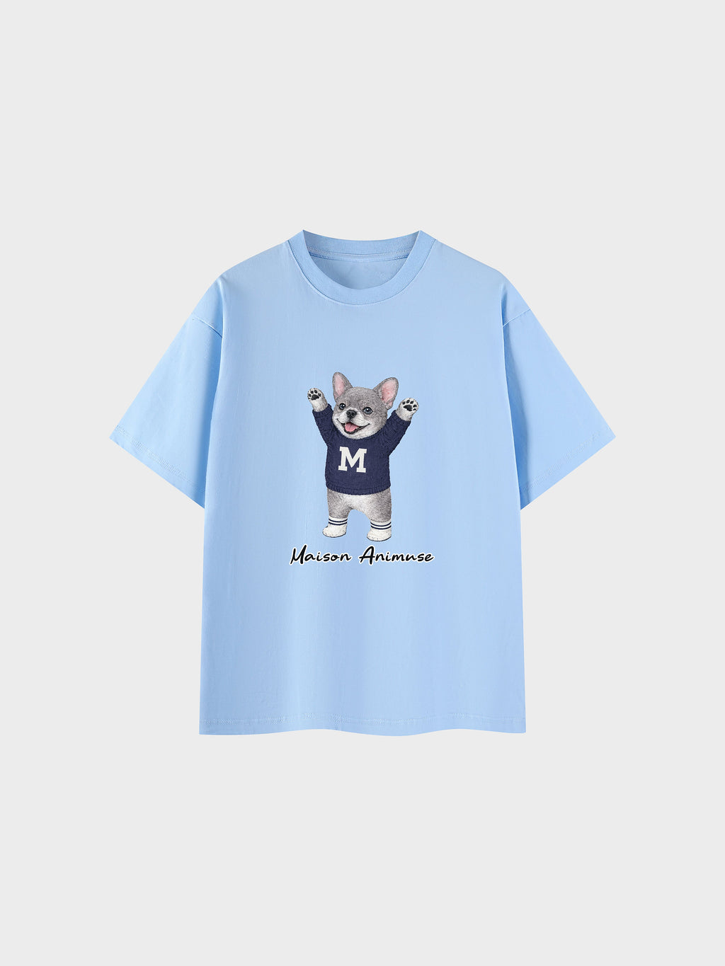 Unisex Cotton T-Shirt - Blue French Bulldog