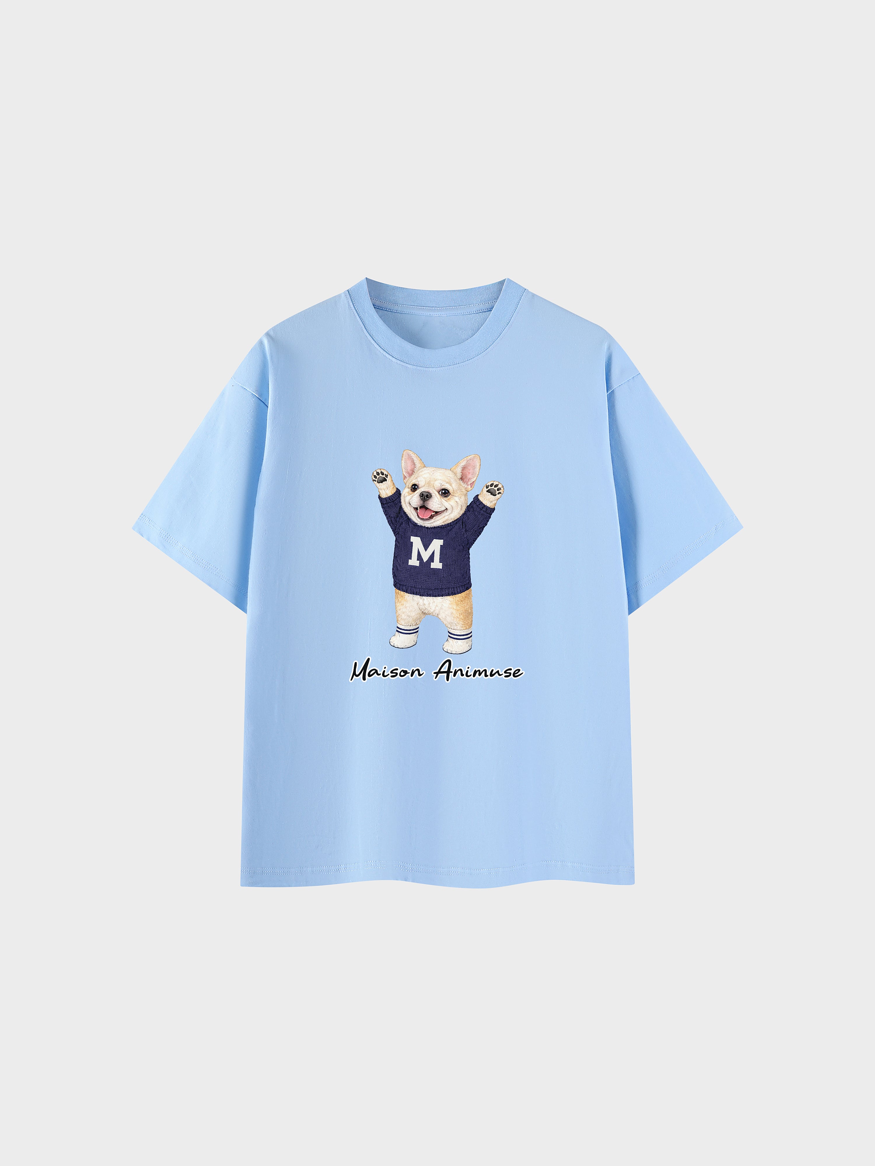 Unisex Cotton T-Shirt - Cream French Bulldog