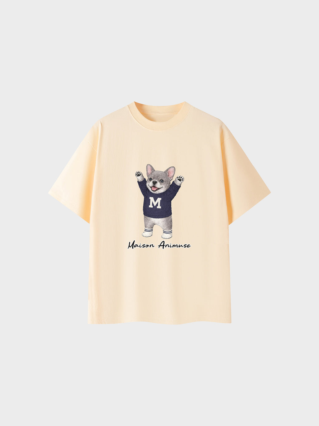 Unisex Cotton T-Shirt - Blue French Bulldog