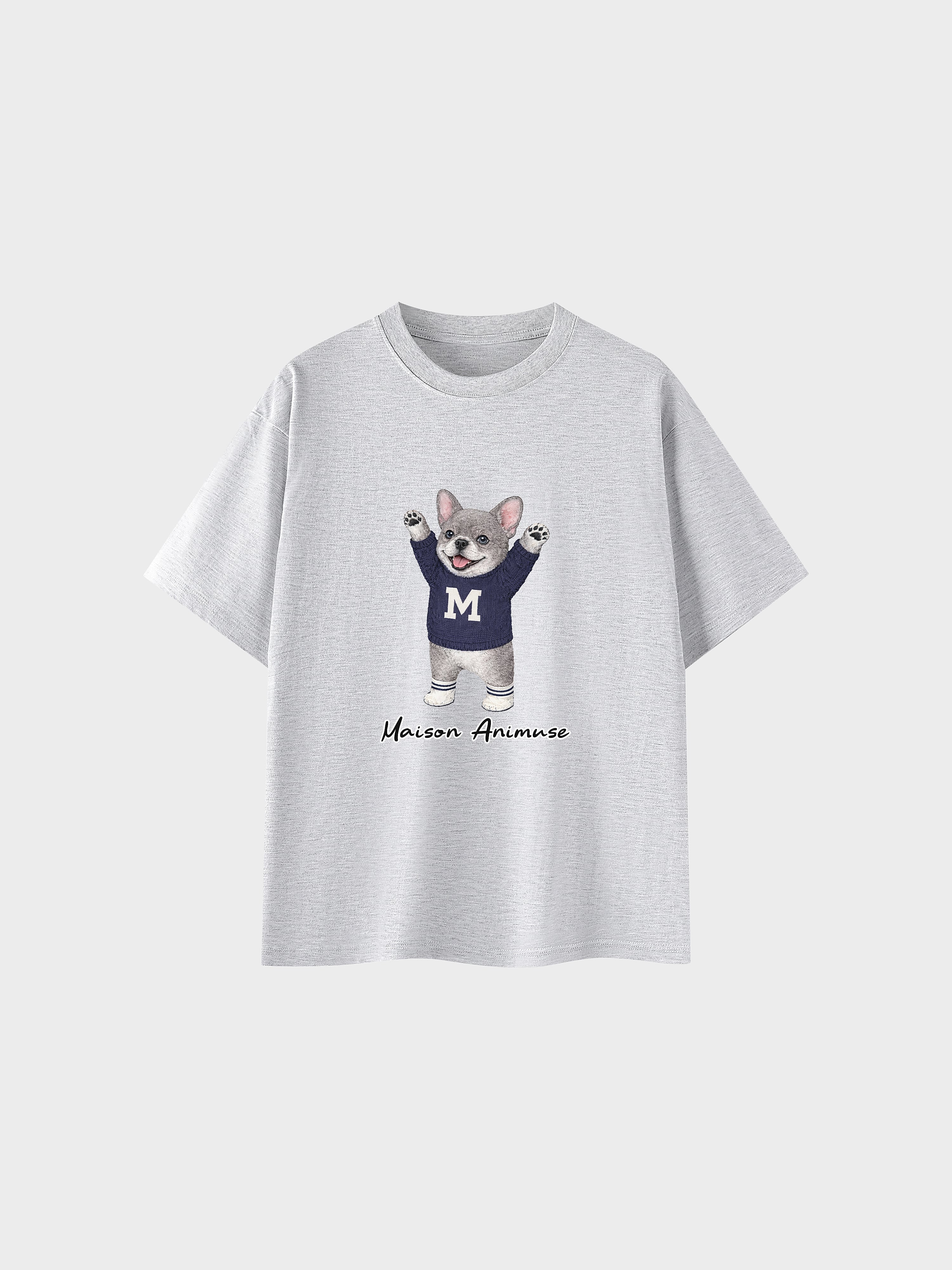 Unisex Cotton T-Shirt - Blue French Bulldog