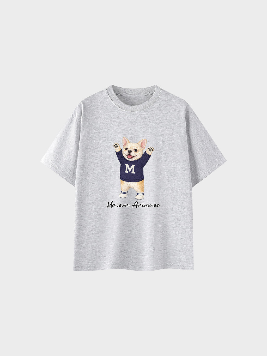 Unisex Cotton T-Shirt - Cream French Bulldog