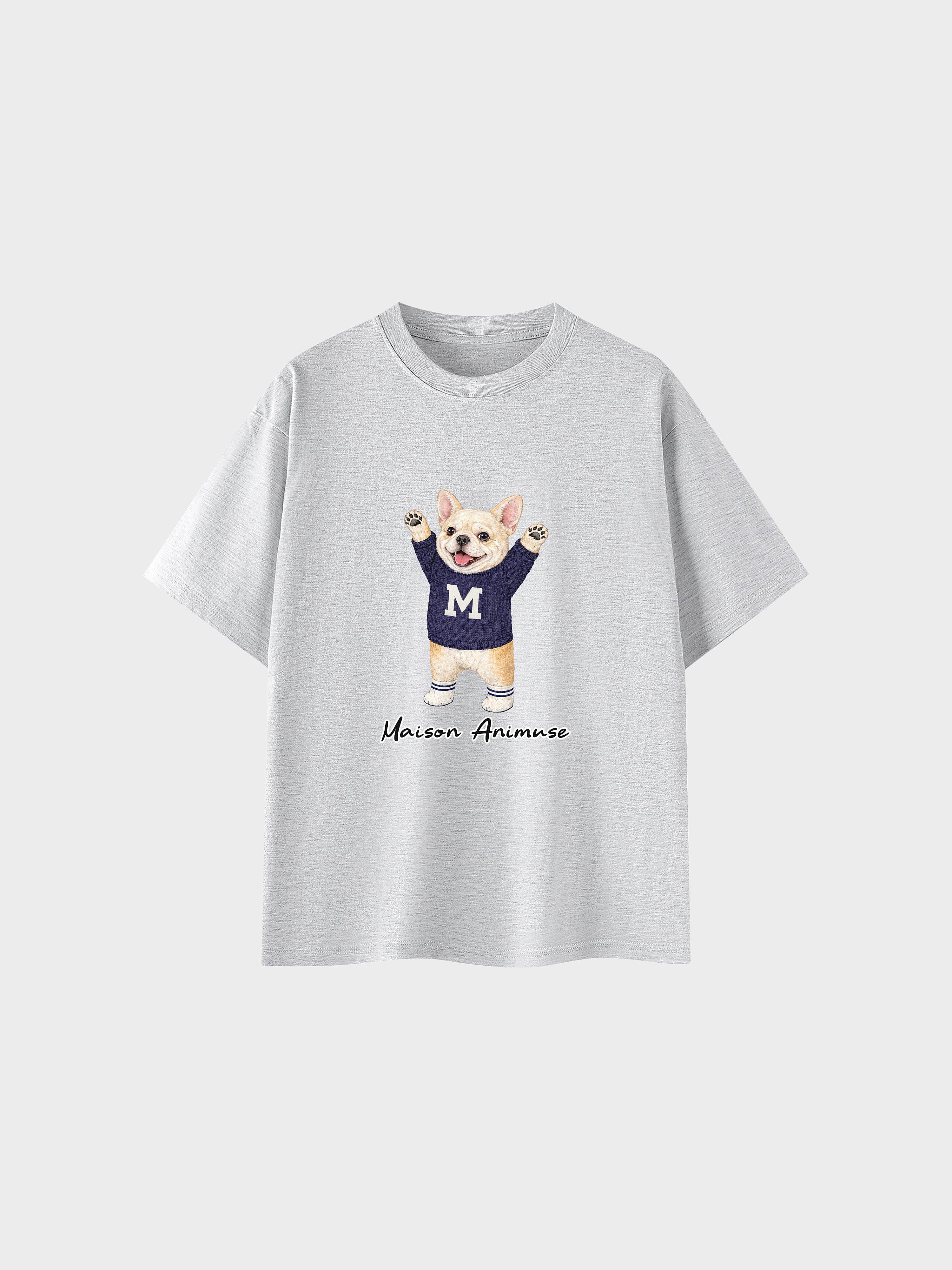 Unisex Cotton T-Shirt - Cream French Bulldog