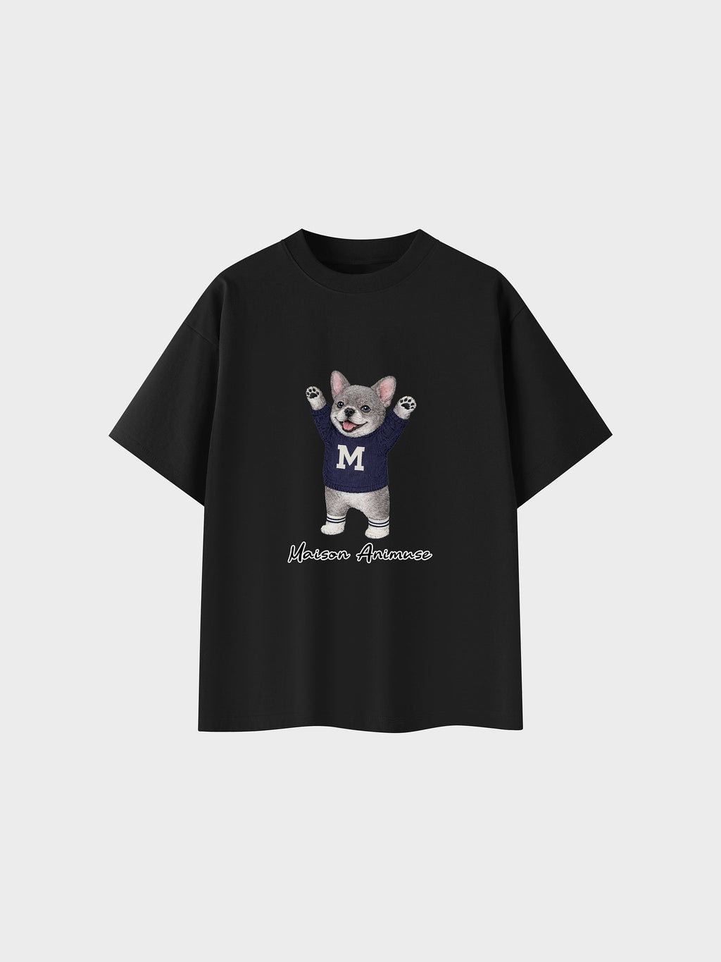 Unisex Cotton T-Shirt - Blue French Bulldog