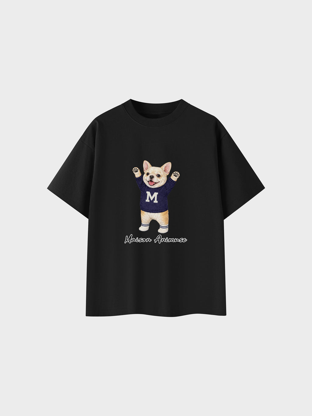 Unisex Cotton T-Shirt - Cream French Bulldog