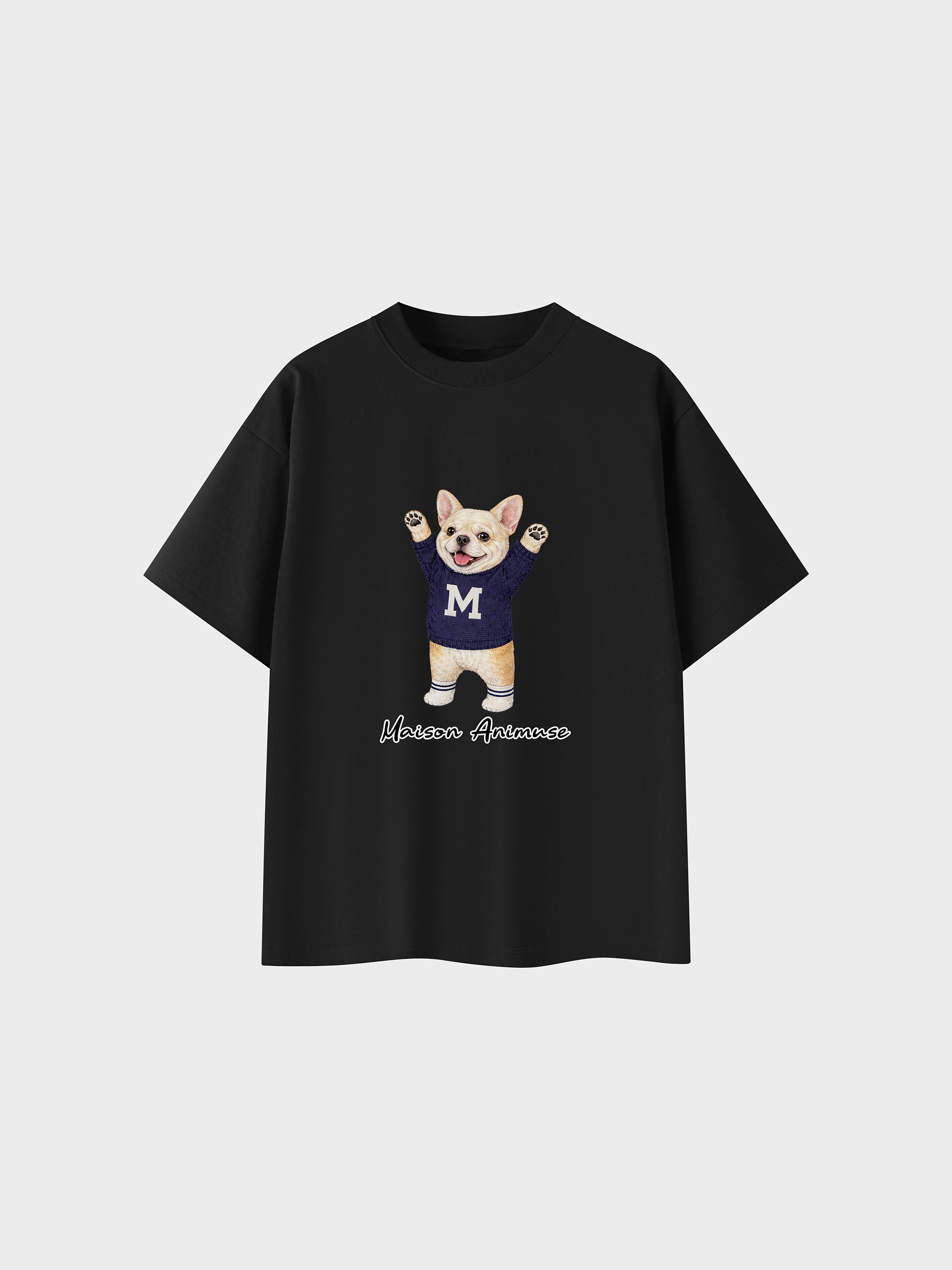 Unisex Cotton T-Shirt - Cream French Bulldog