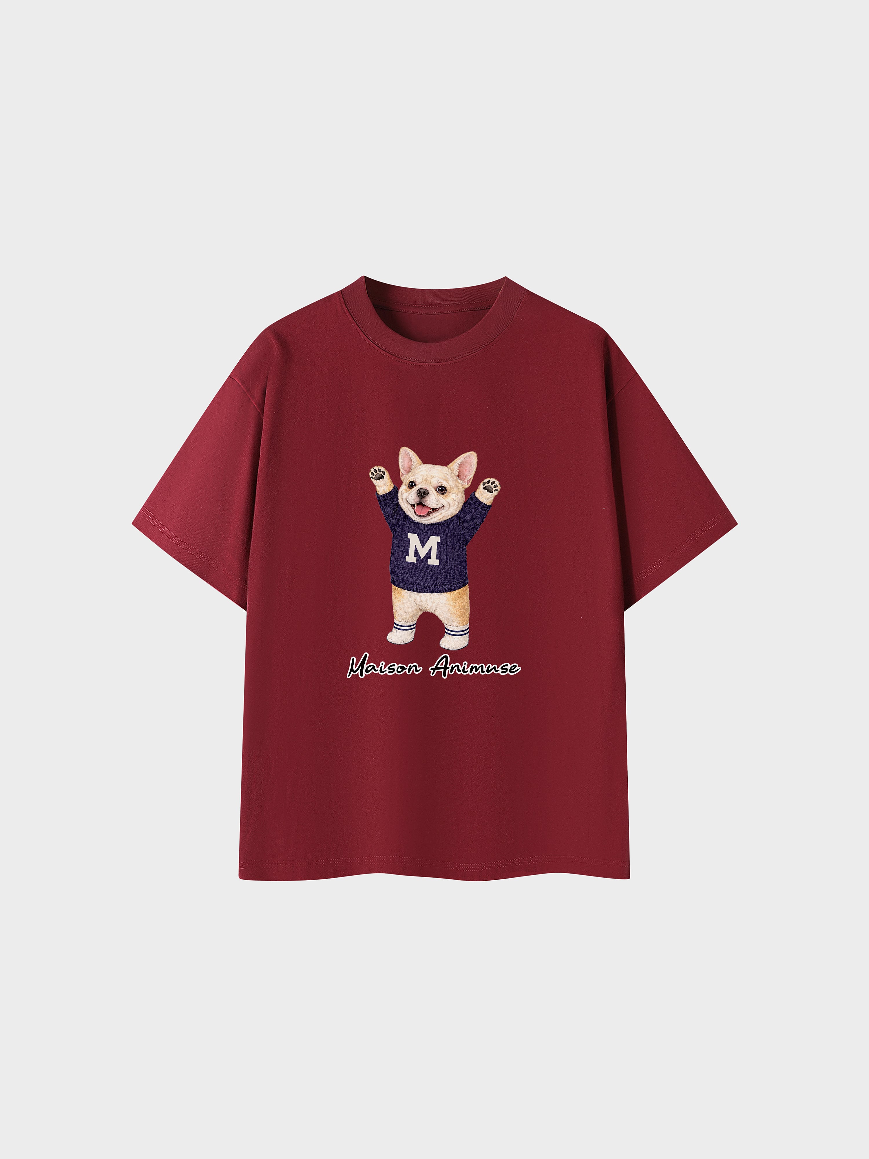 Unisex Cotton T-Shirt - Cream French Bulldog