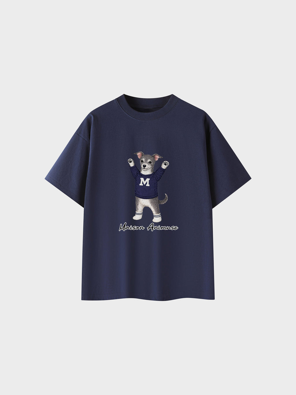 Unisex Cotton T-Shirt - Blue and White Italian Greyhound