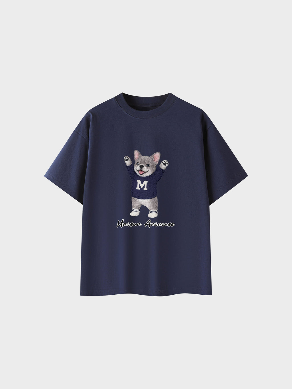 Unisex Cotton T-Shirt - Blue French Bulldog