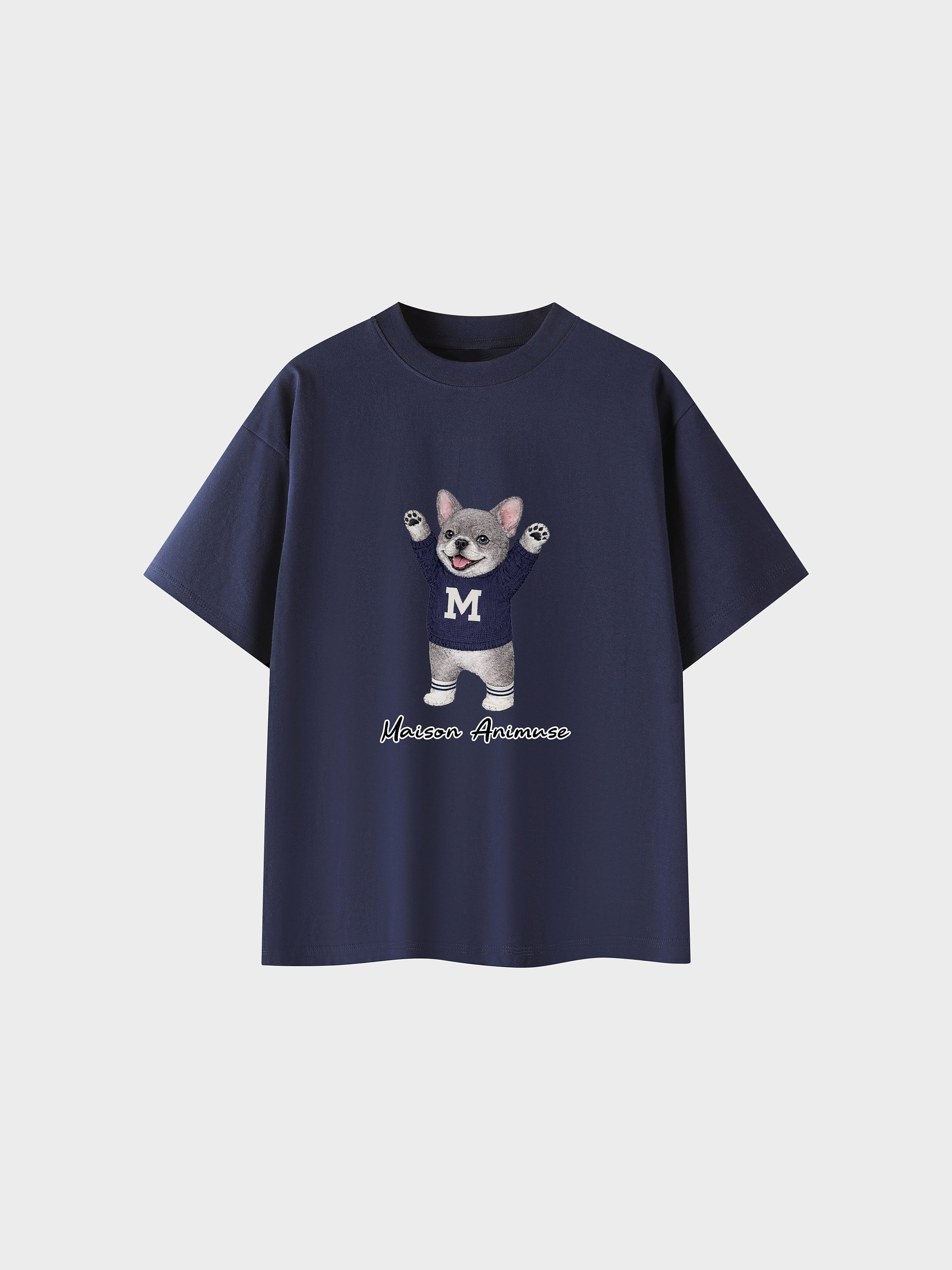 Unisex Cotton T-Shirt - Blue French Bulldog